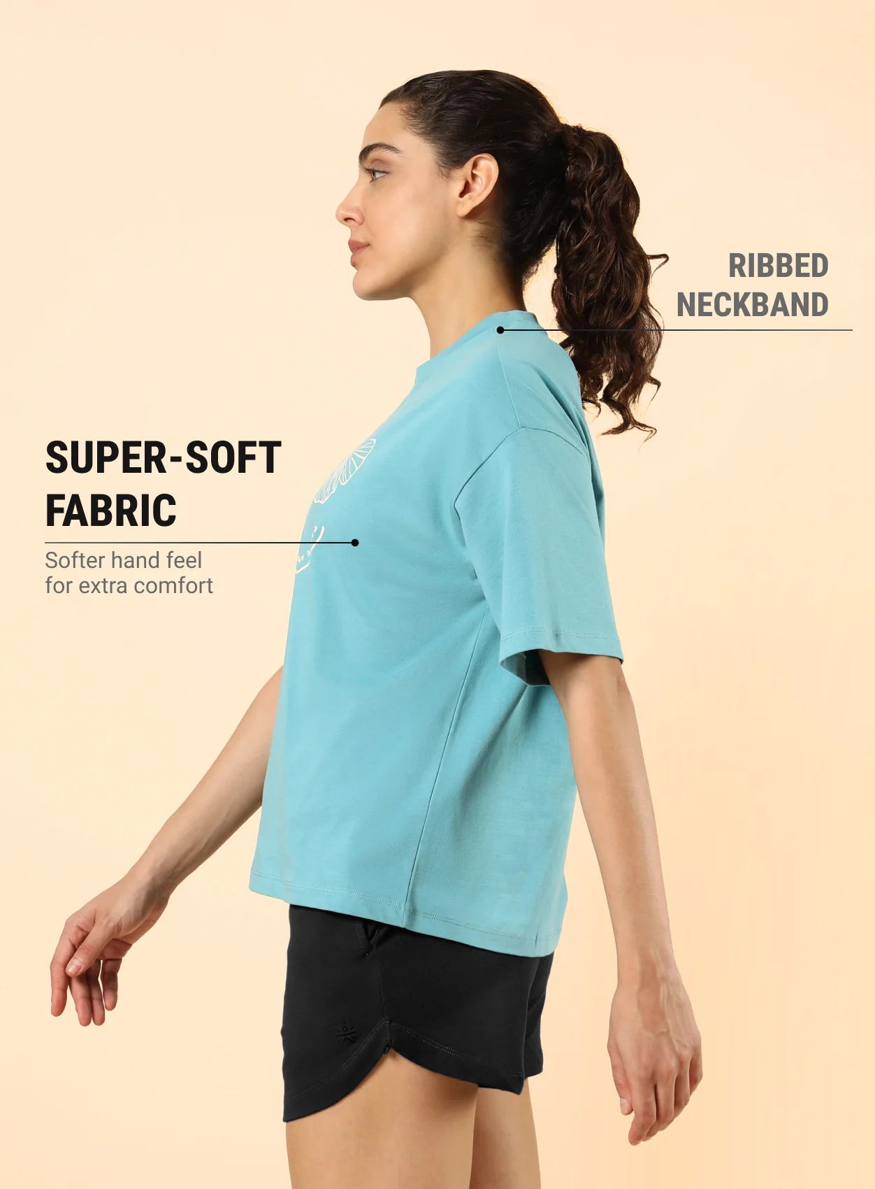 Women's Teal Pause and Align Printed T-shirt - Image 5
