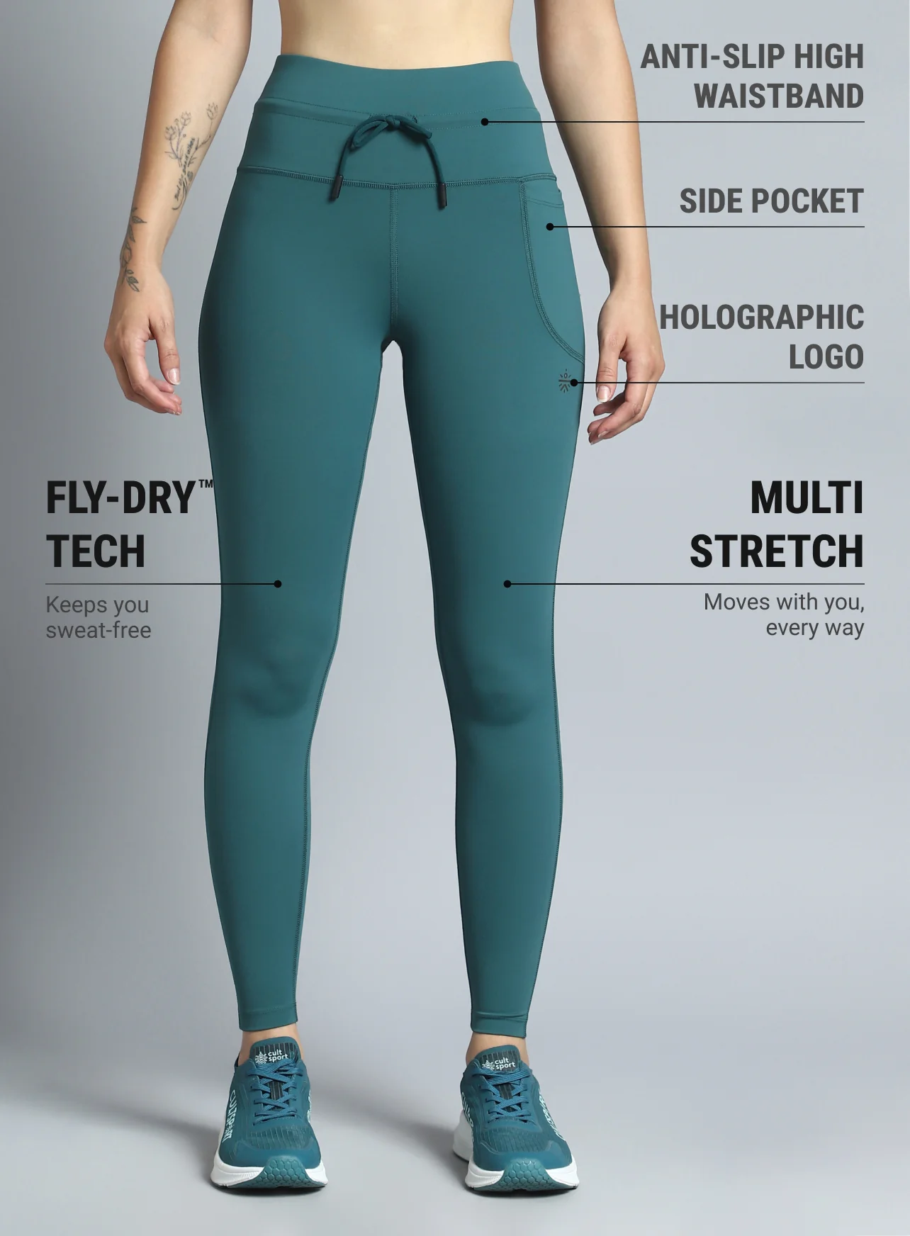Women's Teal Performance Pro Training COMFlex Tights - Image 4