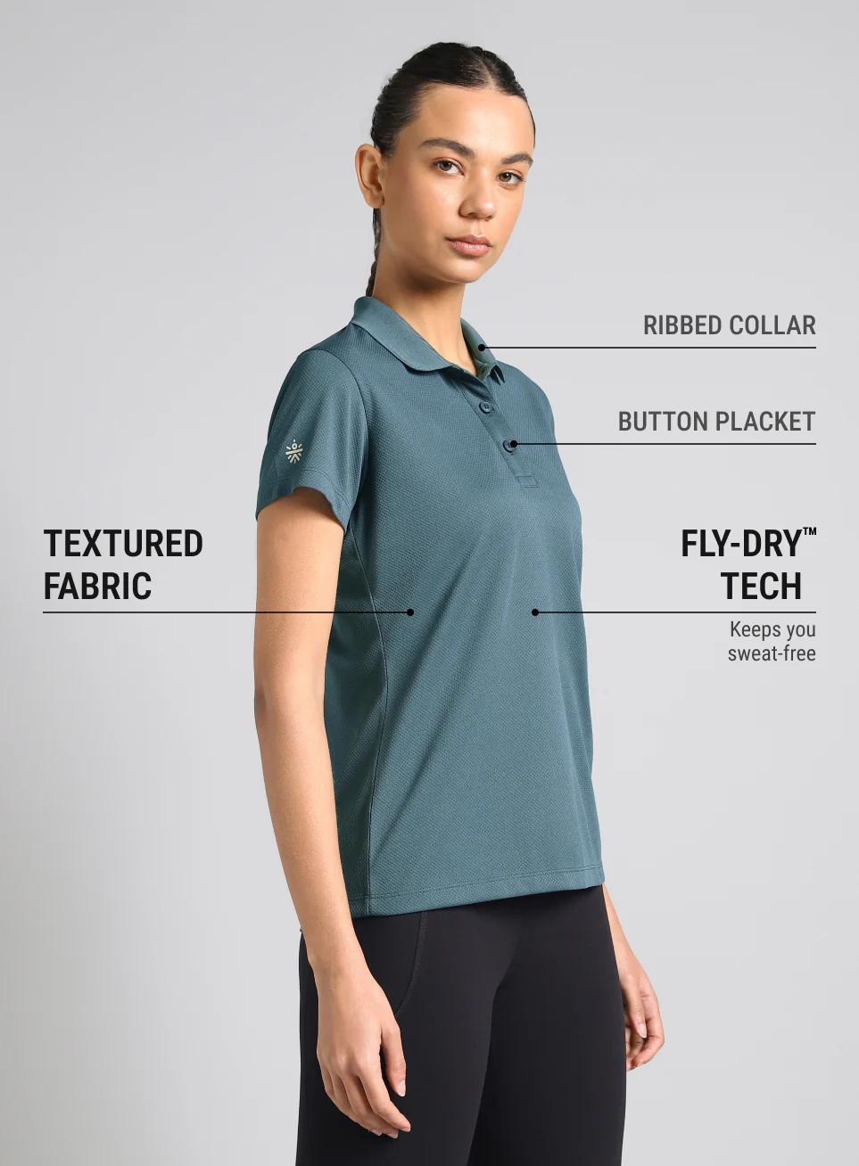 Women's Teal Performance Training Polo - Image 5