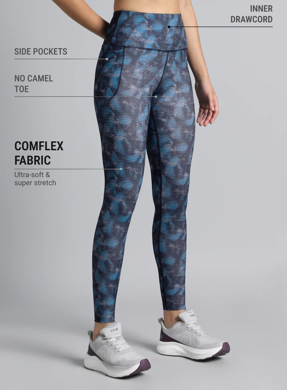 Women's Teal Printed Train All Day COMFlex Tights - Image 5