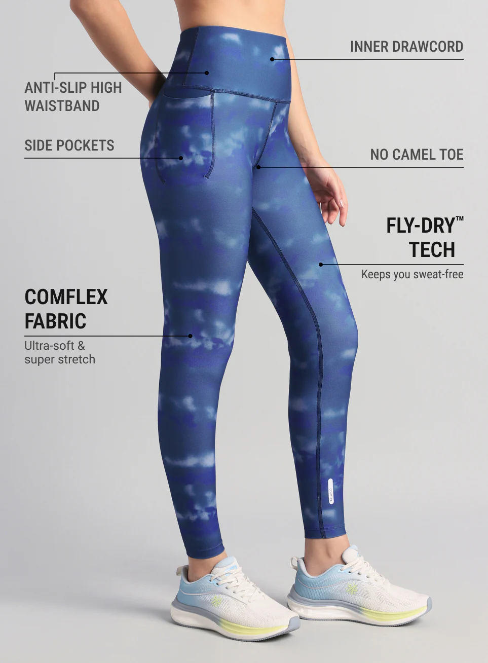 Women's Teal Printed Train All Day COMFlex Tights - Image 5