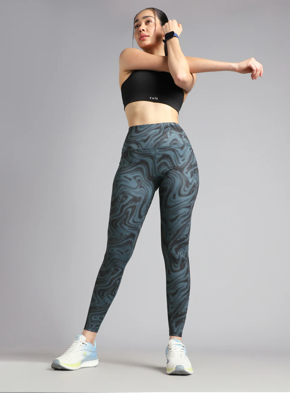 Women's Teal Printed Train All Day COMFlex Tights - Image 2