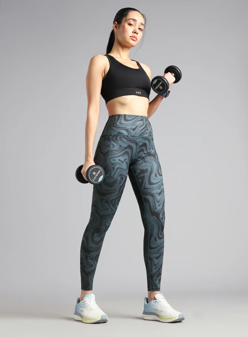 Women's Teal Printed Train All Day COMFlex Tights - Image 3