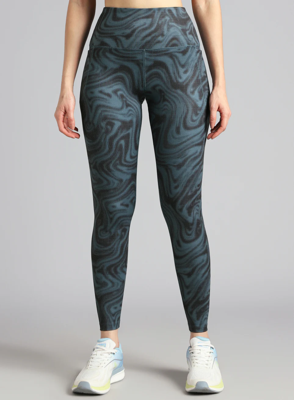 Women's Teal Printed Train All Day COMFlex Tights - Image 4