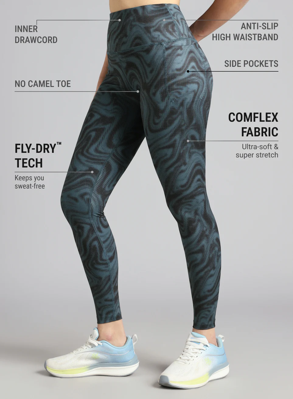 Women's Teal Printed Train All Day COMFlex Tights - Image 5