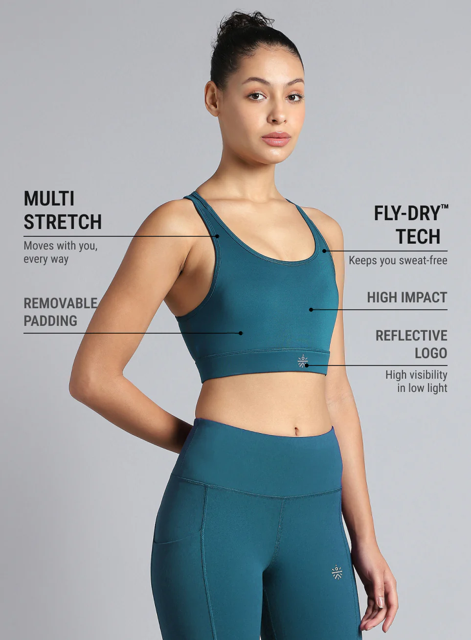 Women's Teal Run Elevate High Support Bra - Image 5