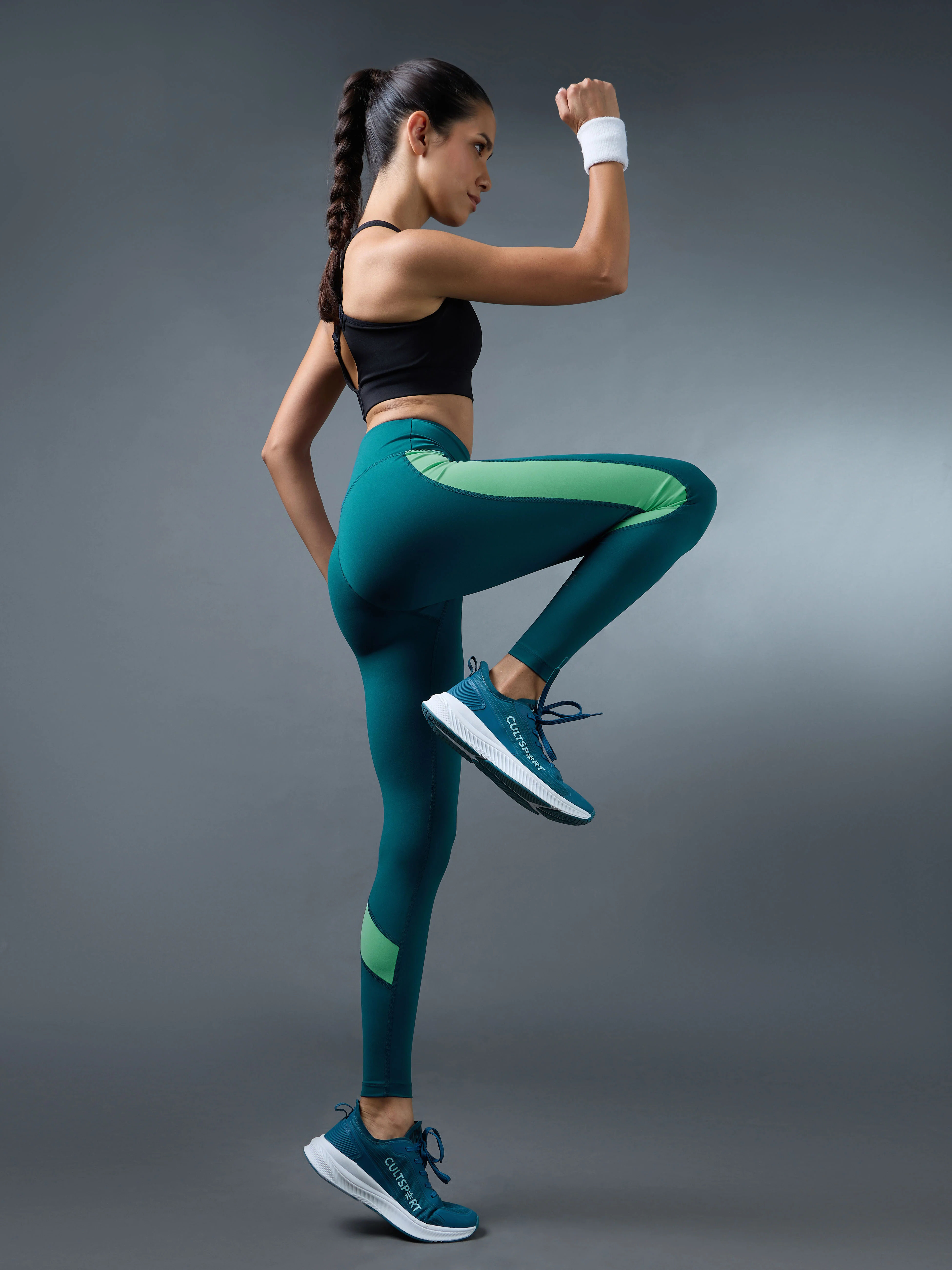 Women's Teal Run Elevate Tights - Image 2