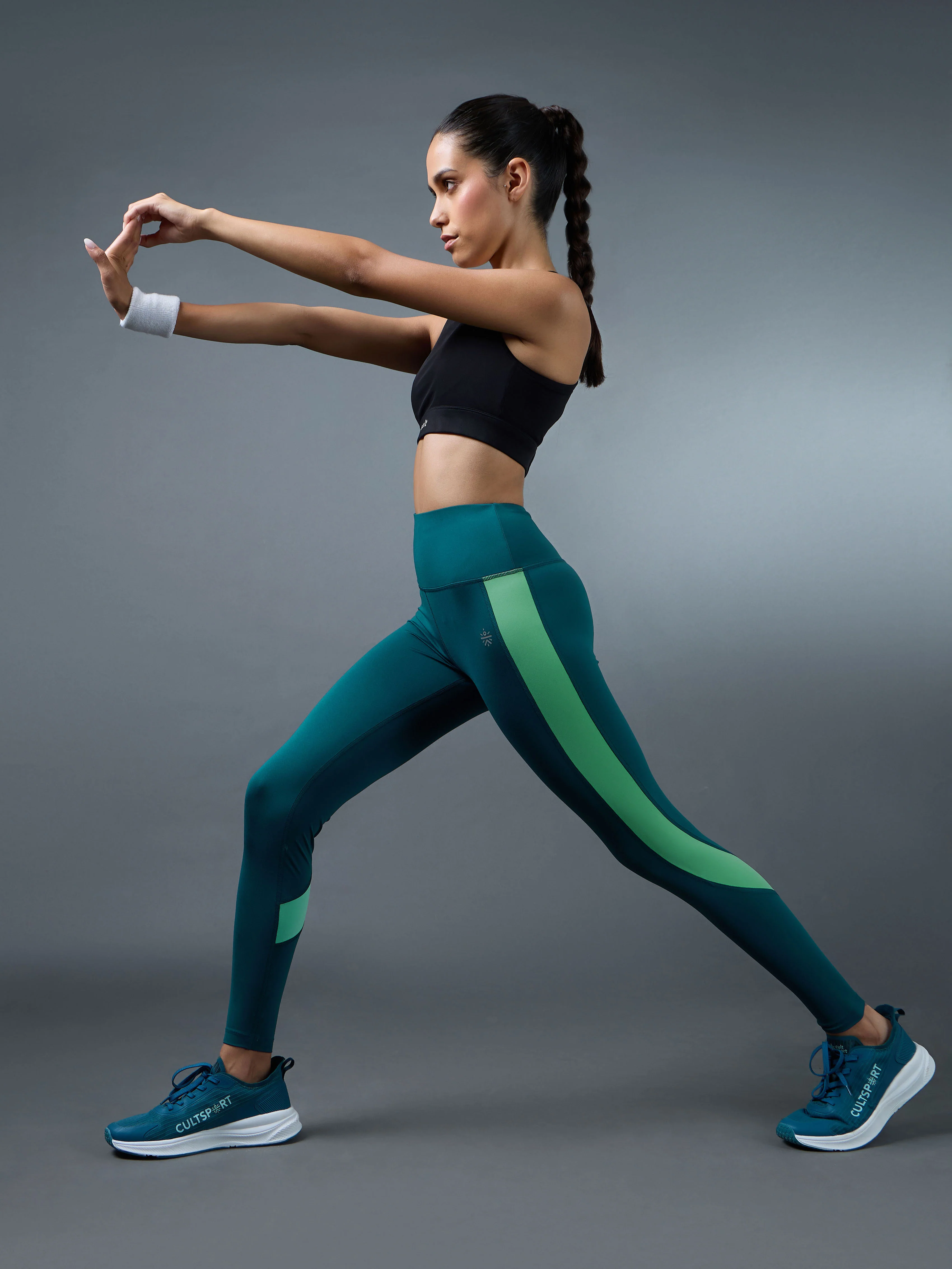 Women's Teal Run Elevate Tights - Image 3