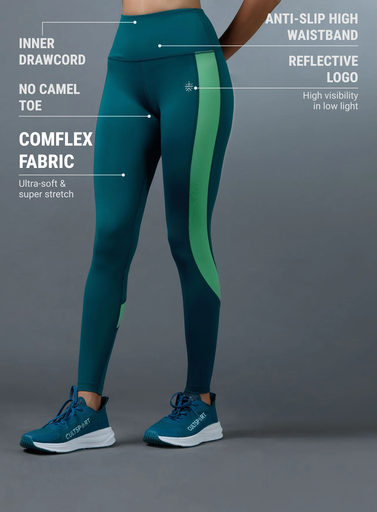 Women's Teal Run Elevate Tights - Image 5