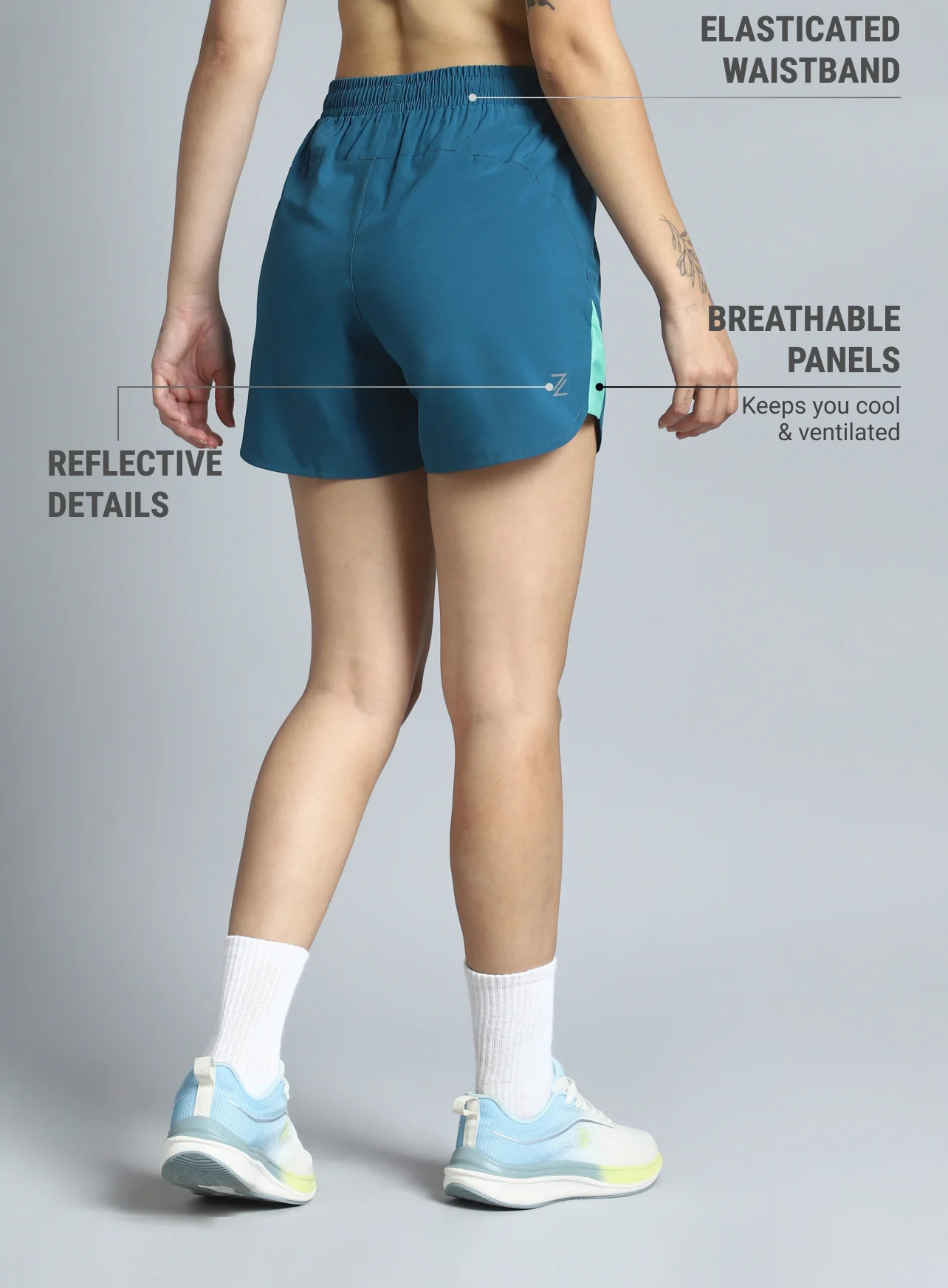 Women's Teal Run Forward Shorts - Image 6