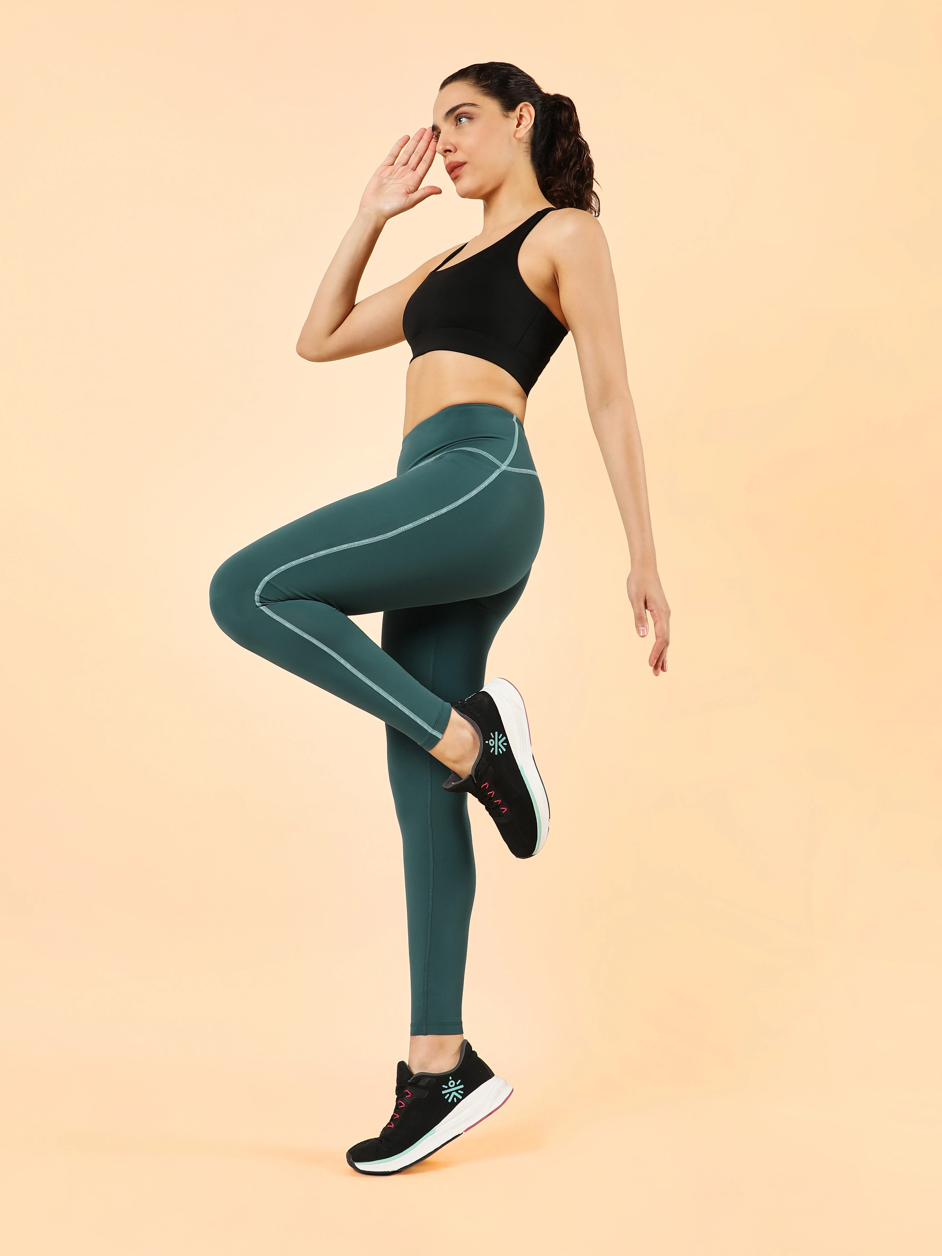 Women's Teal Training Sculpted COMFlex Tights - Image 2