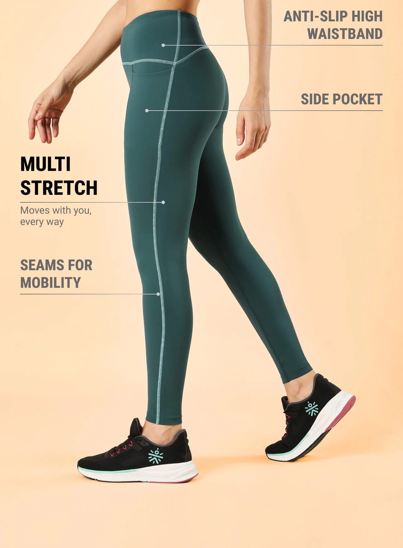 Women's Teal Training Sculpted COMFlex Tights - Image 5