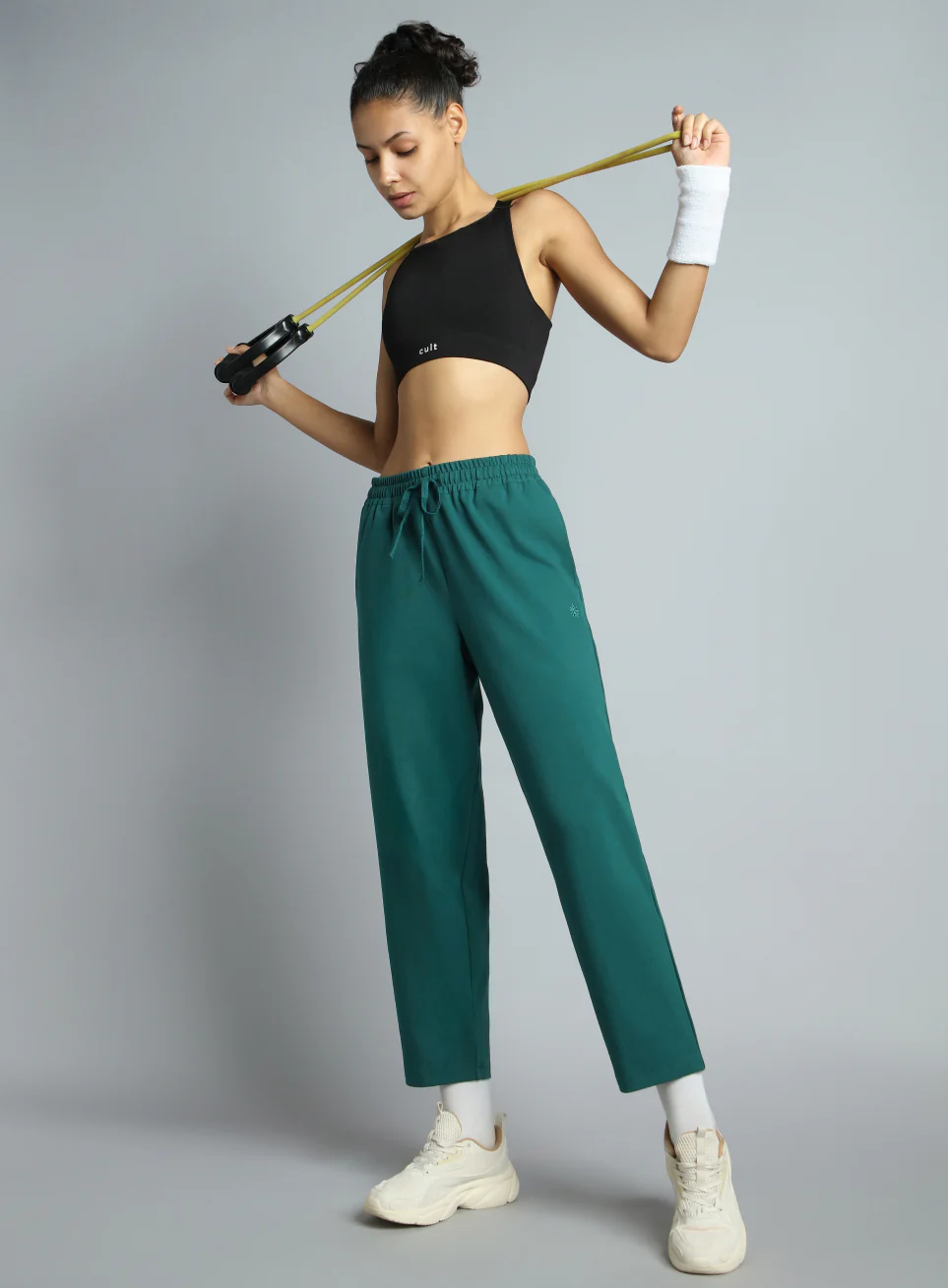 Women's Teal Traveller Tapered Fit Trackpants - Image 2