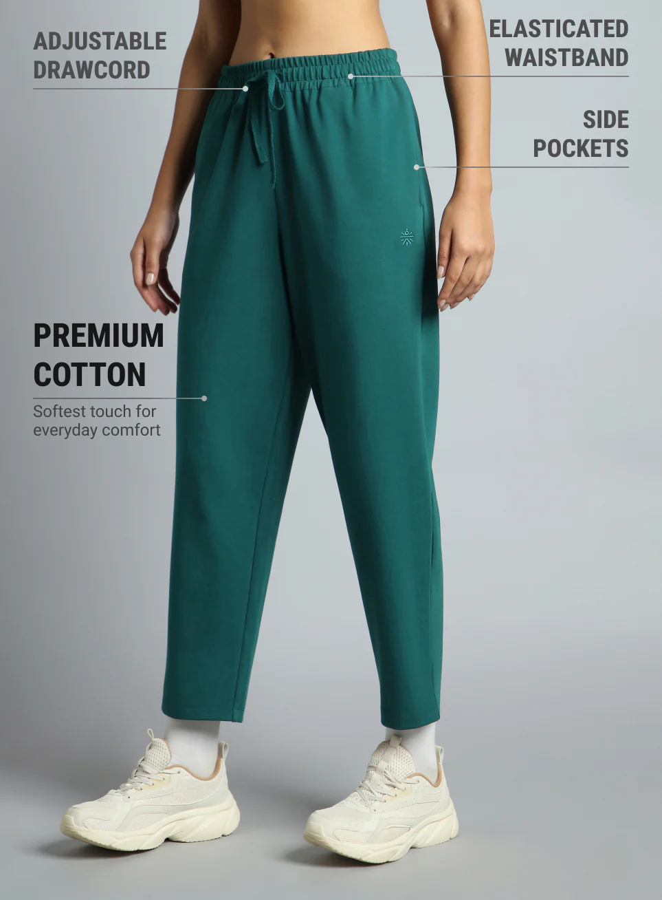 Women's Teal Traveller Tapered Fit Trackpants - Image 5