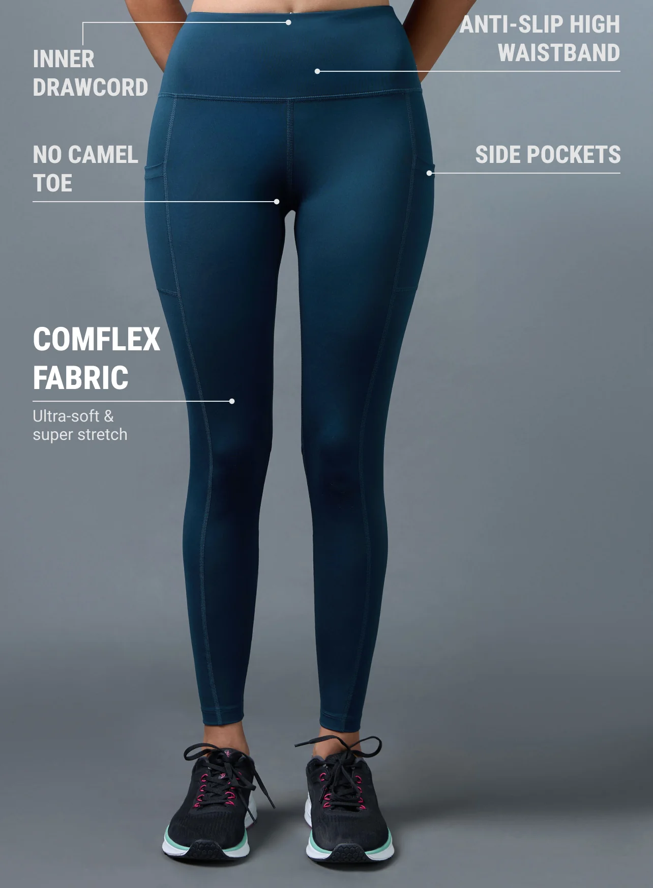 Women's Teal Ultimate Running Tights - Image 4
