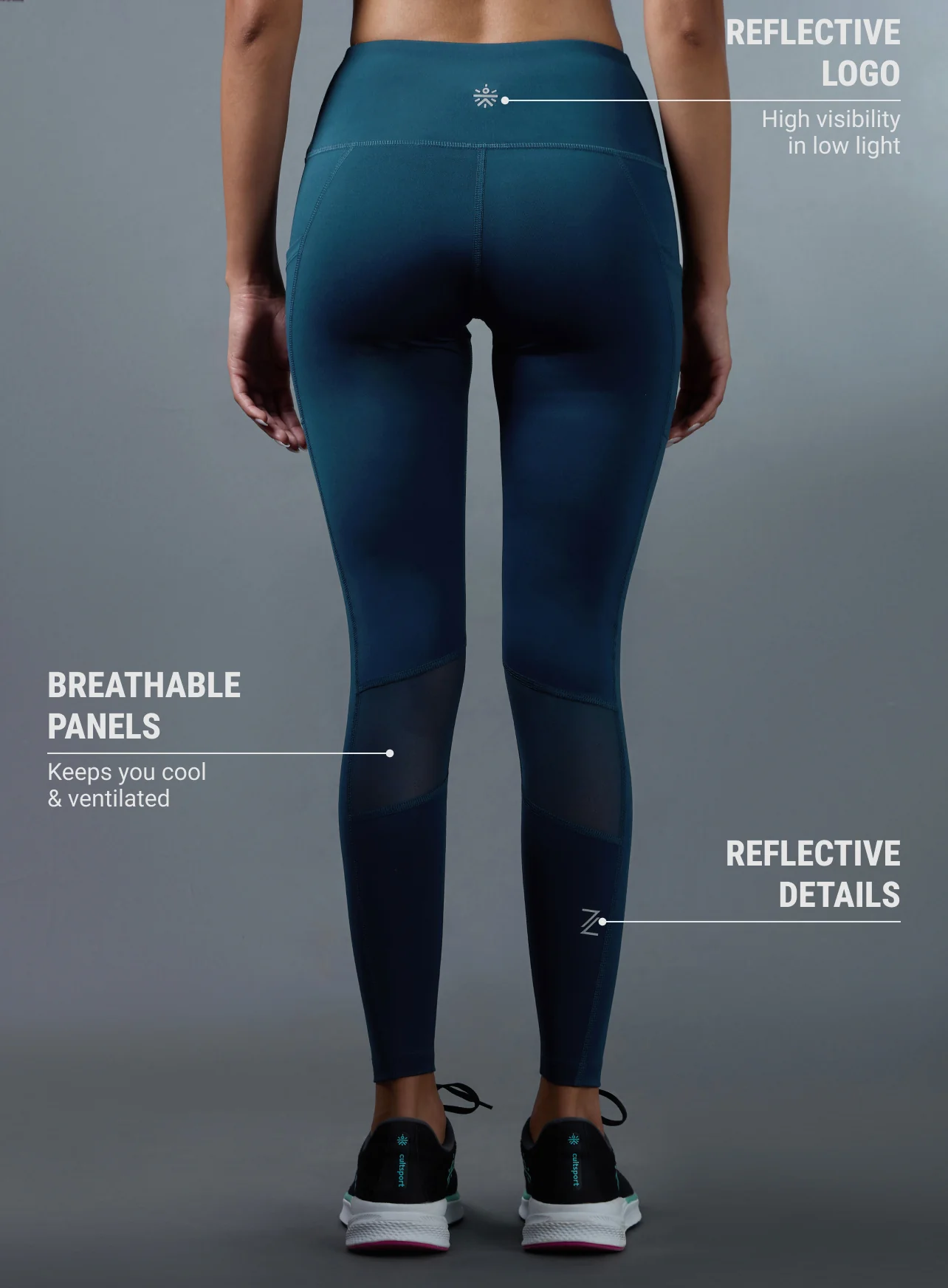 Women's Teal Ultimate Running Tights - Image 6