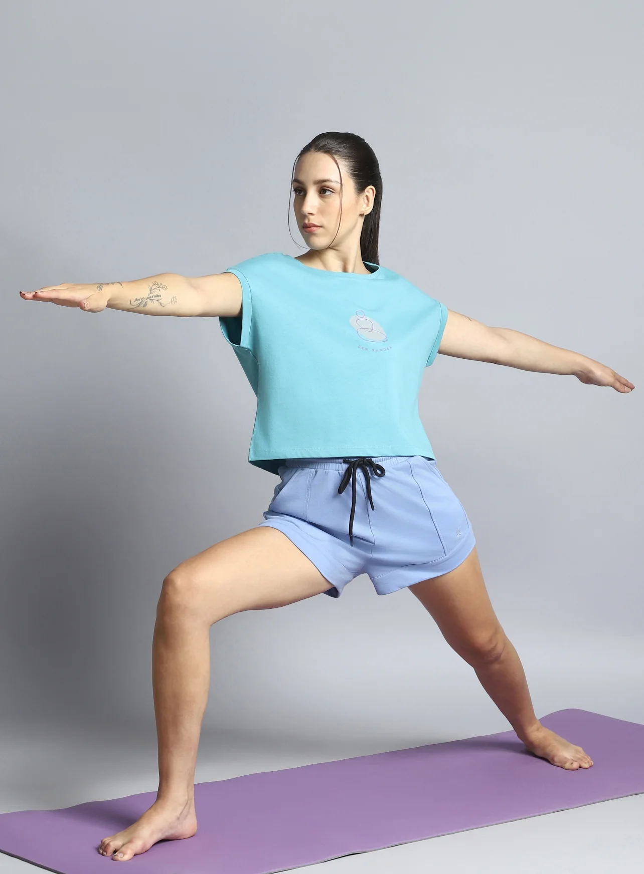 Women's Teal Yoga Harmony Graphic T-shirt - Image 3