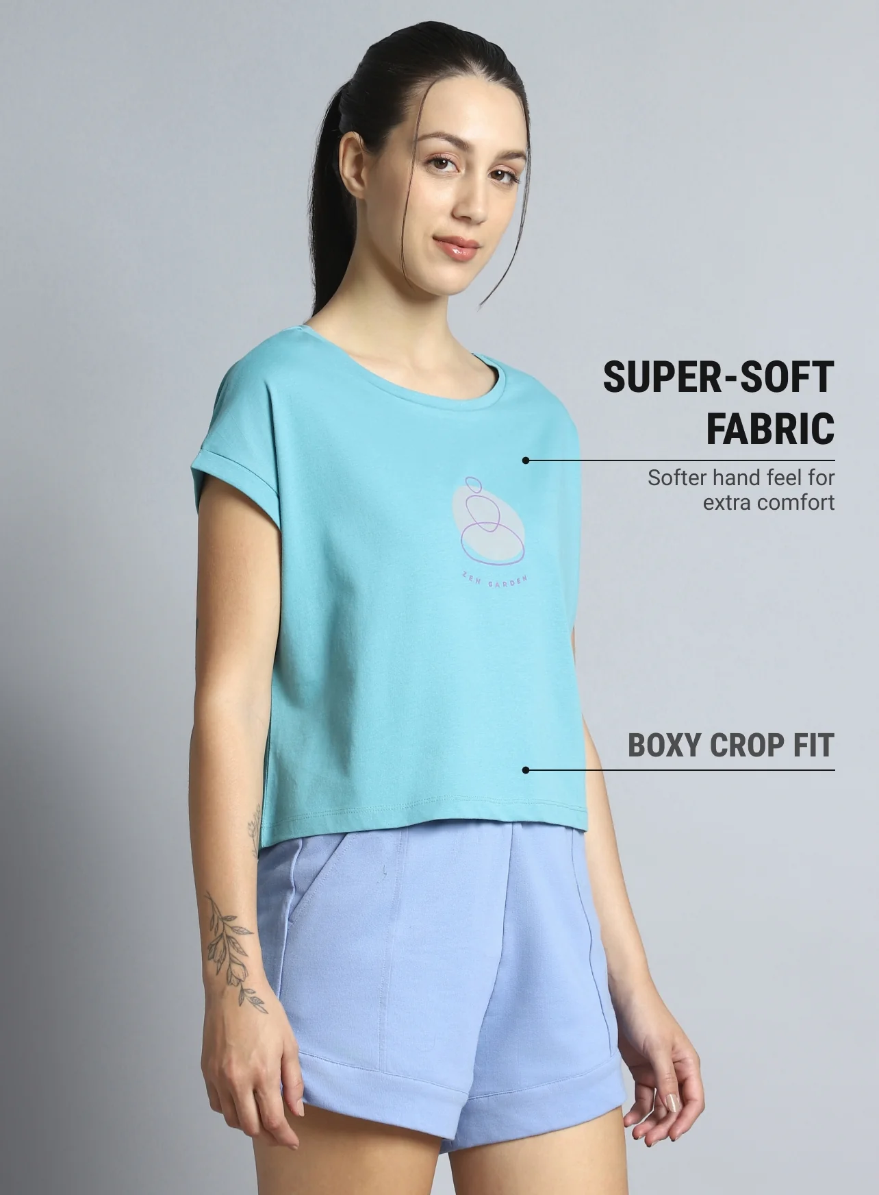 Women's Teal Yoga Harmony Graphic T-shirt - Image 5