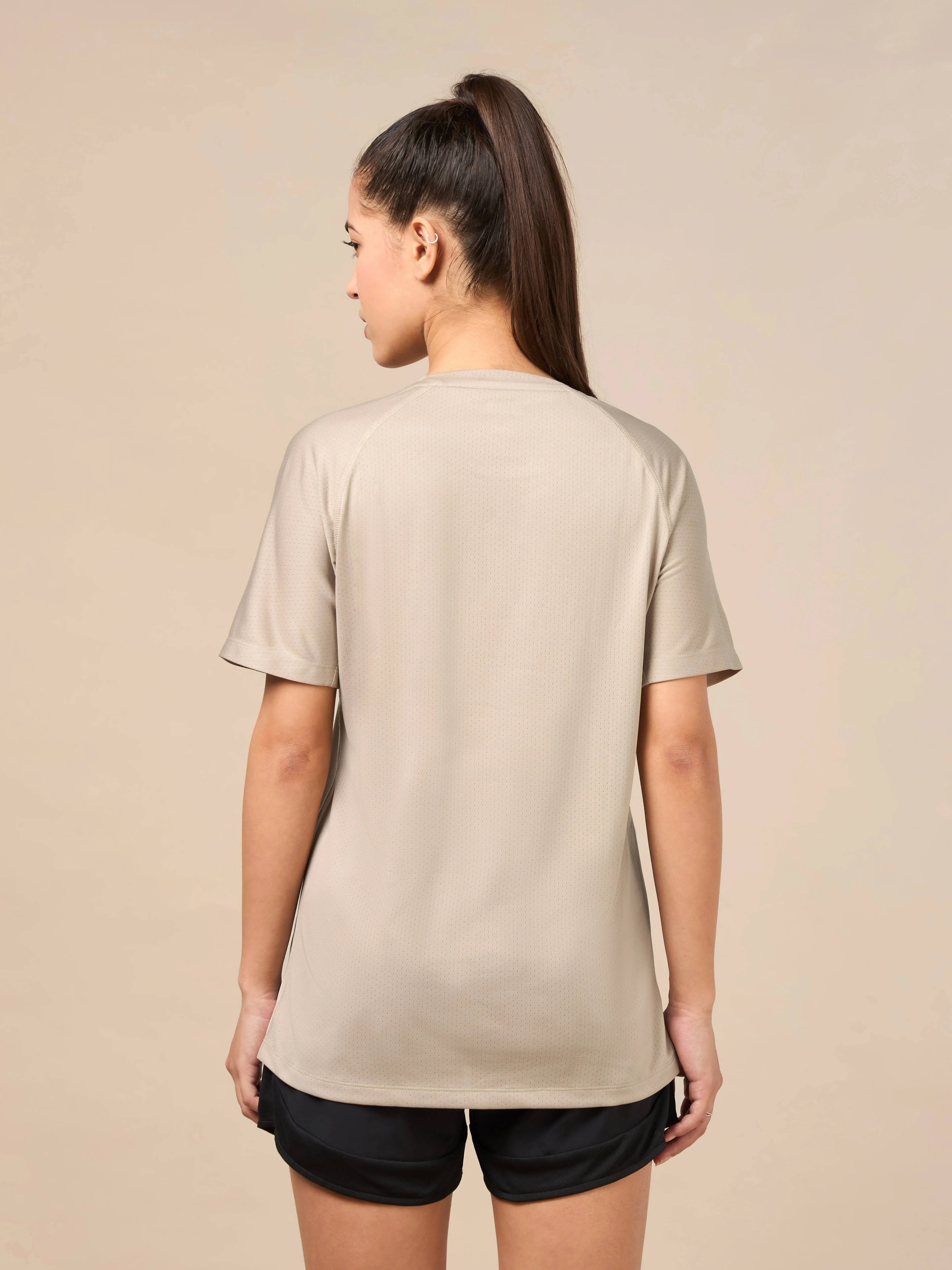 Women's Technical Knit Beige Run On T-shirt - Image 6