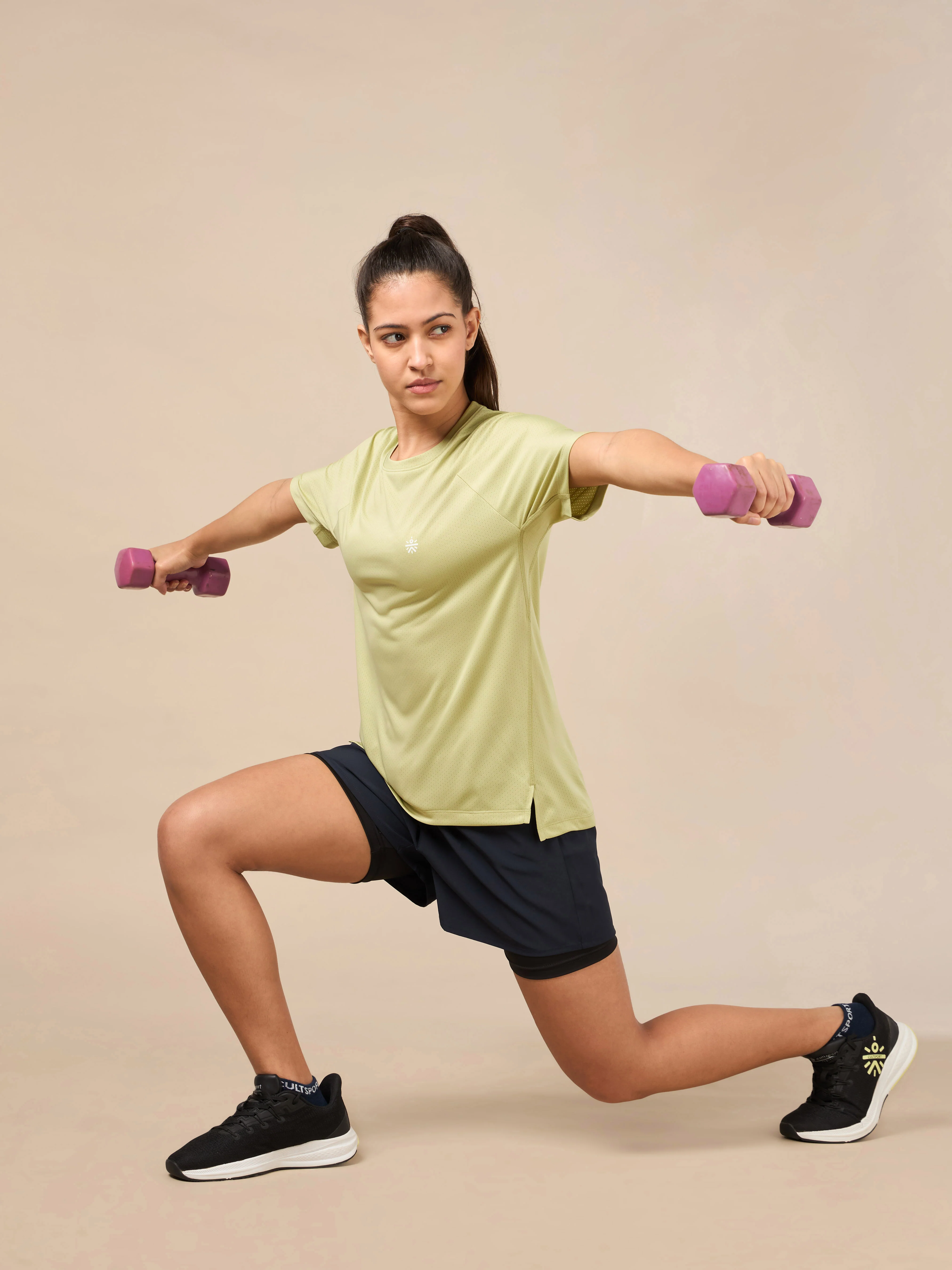 Women's Technical Knit Green Run On T-shirt - Image 2