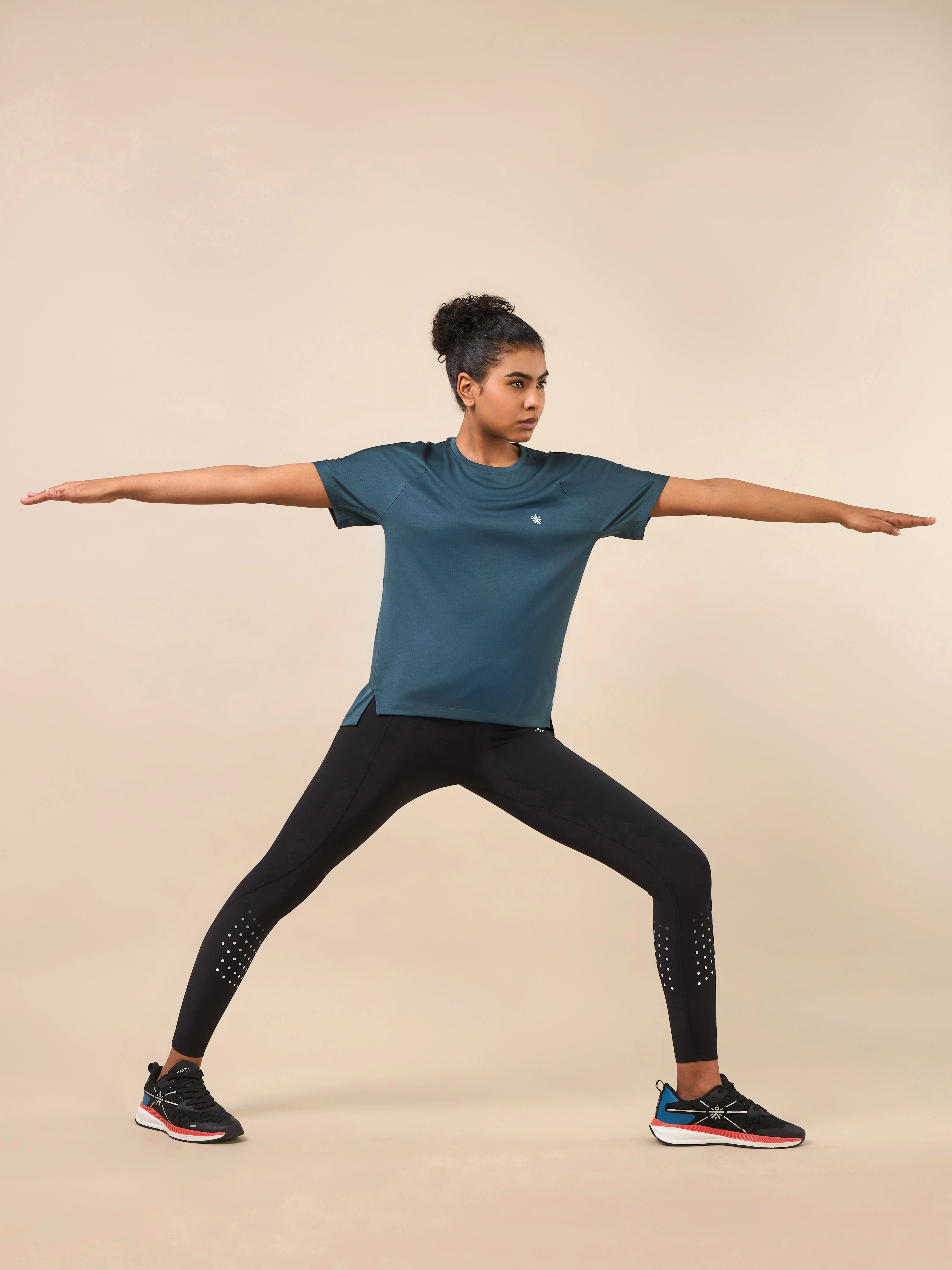 Women's Technical Knit Teal Run On T-shirt - Image 2