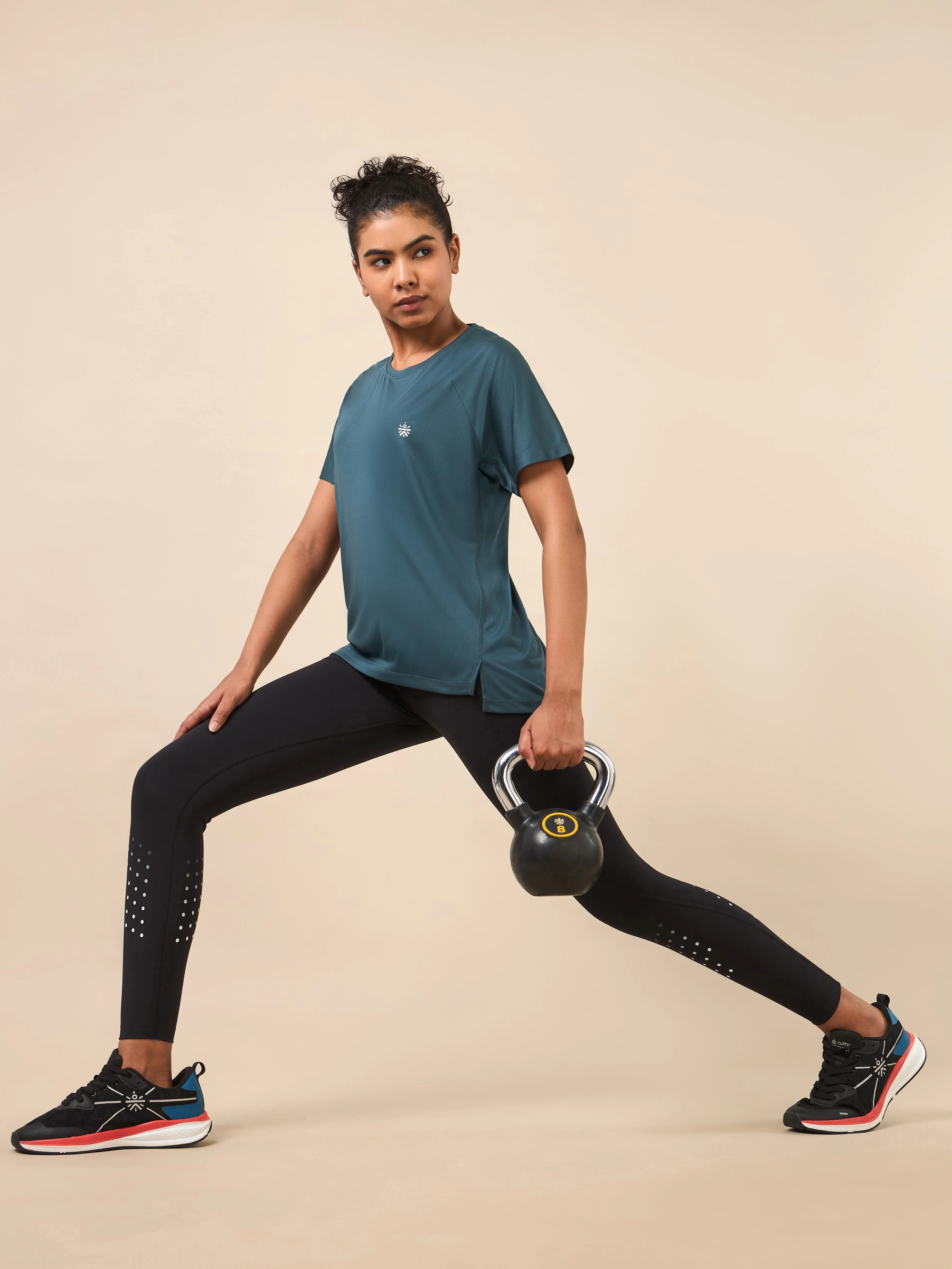 Women's Technical Knit Teal Run On T-shirt - Image 3