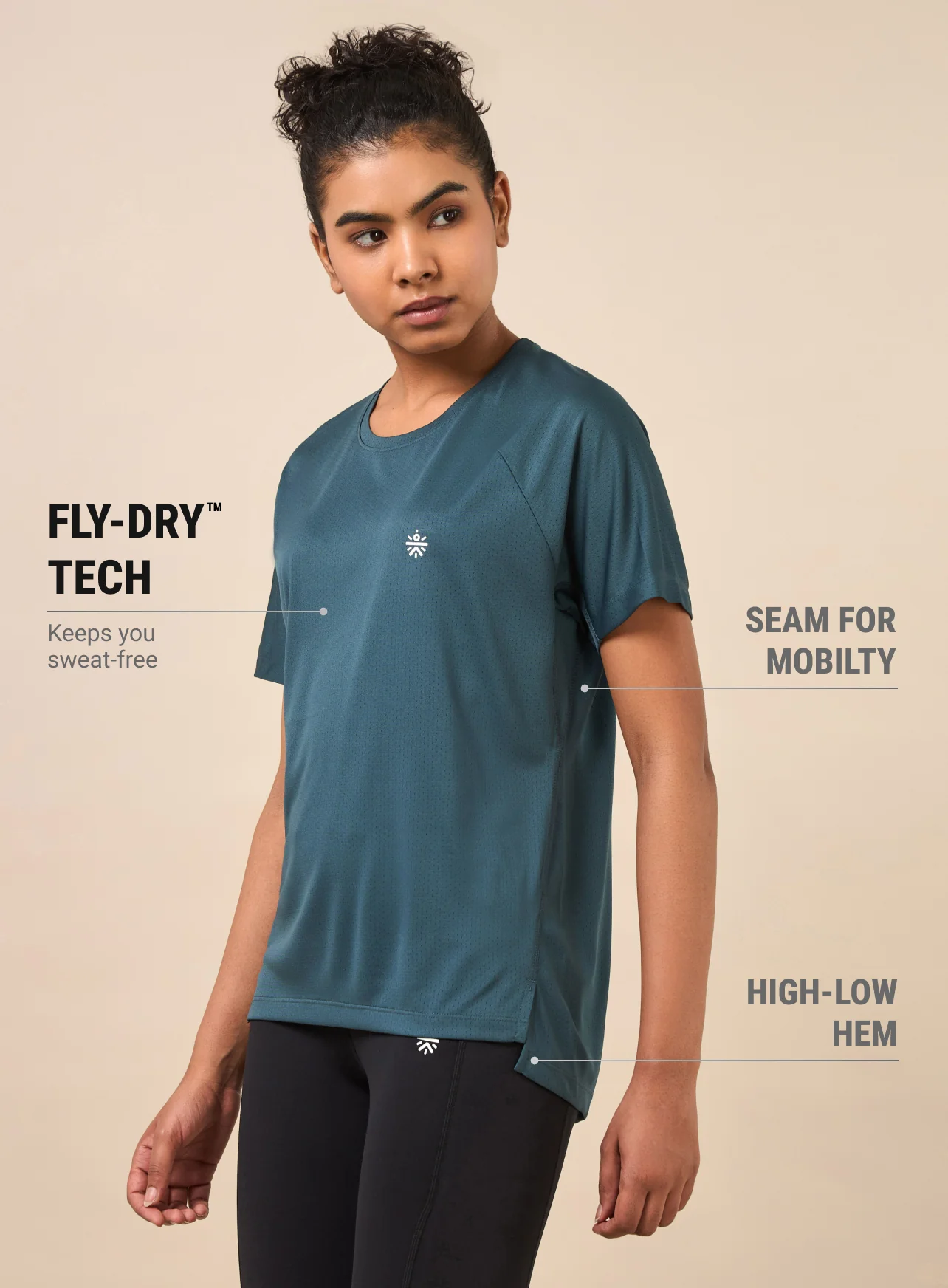 Women's Technical Knit Teal Run On T-shirt - Image 5