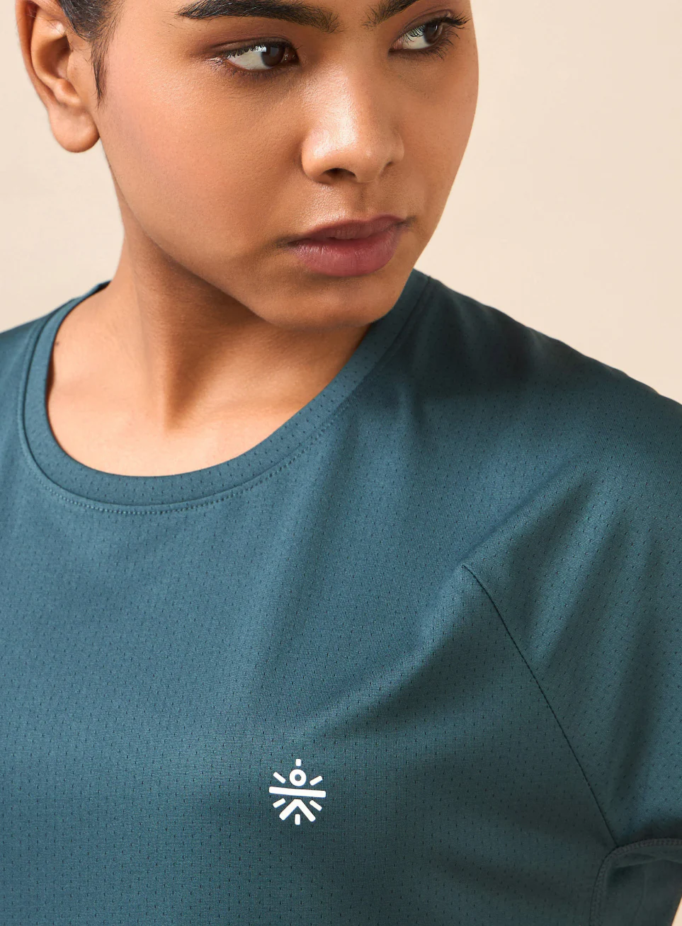 Women's Technical Knit Teal Run On T-shirt - Image 7