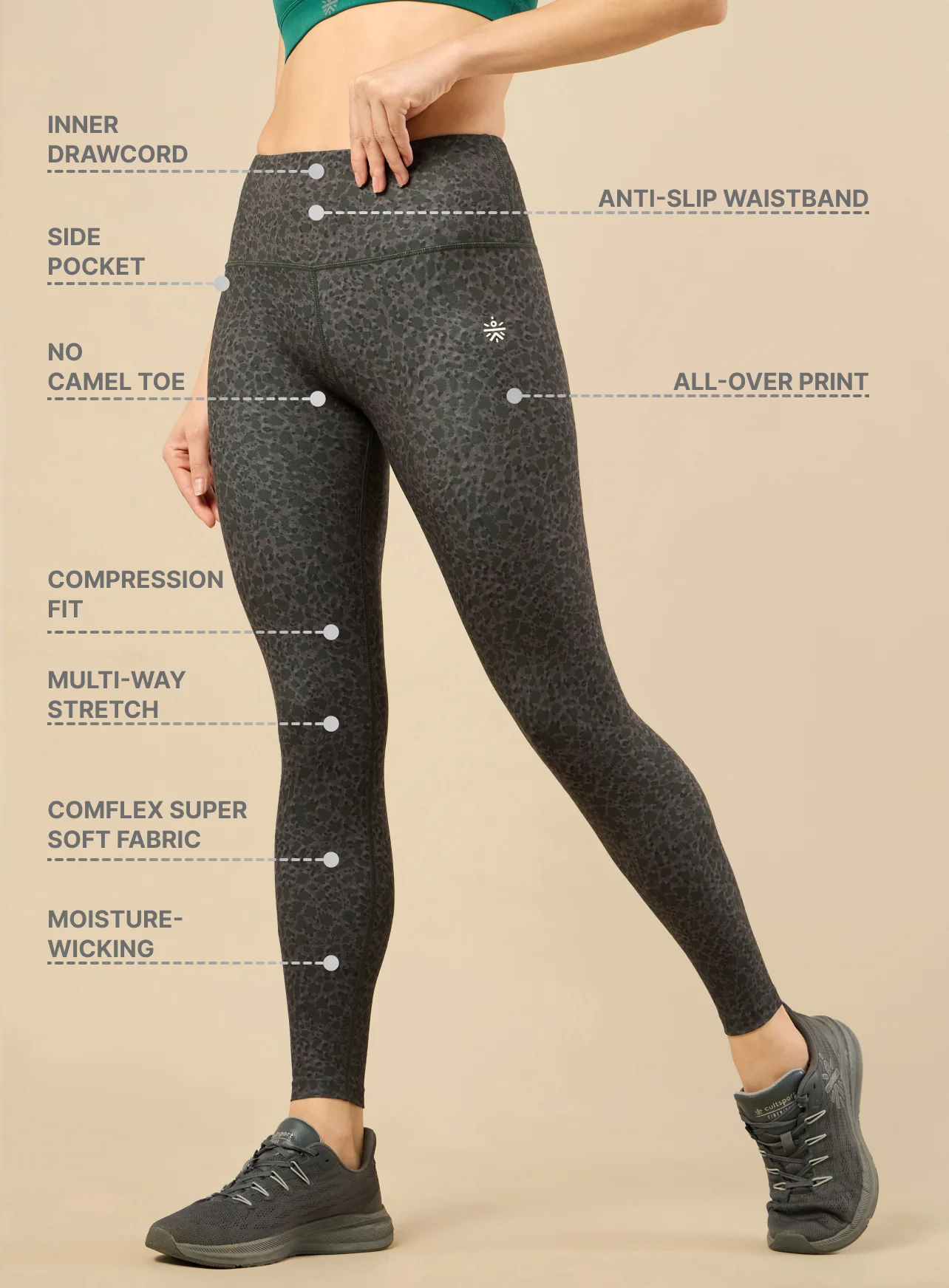 Women's Textured Print Performance Tights - Image 5
