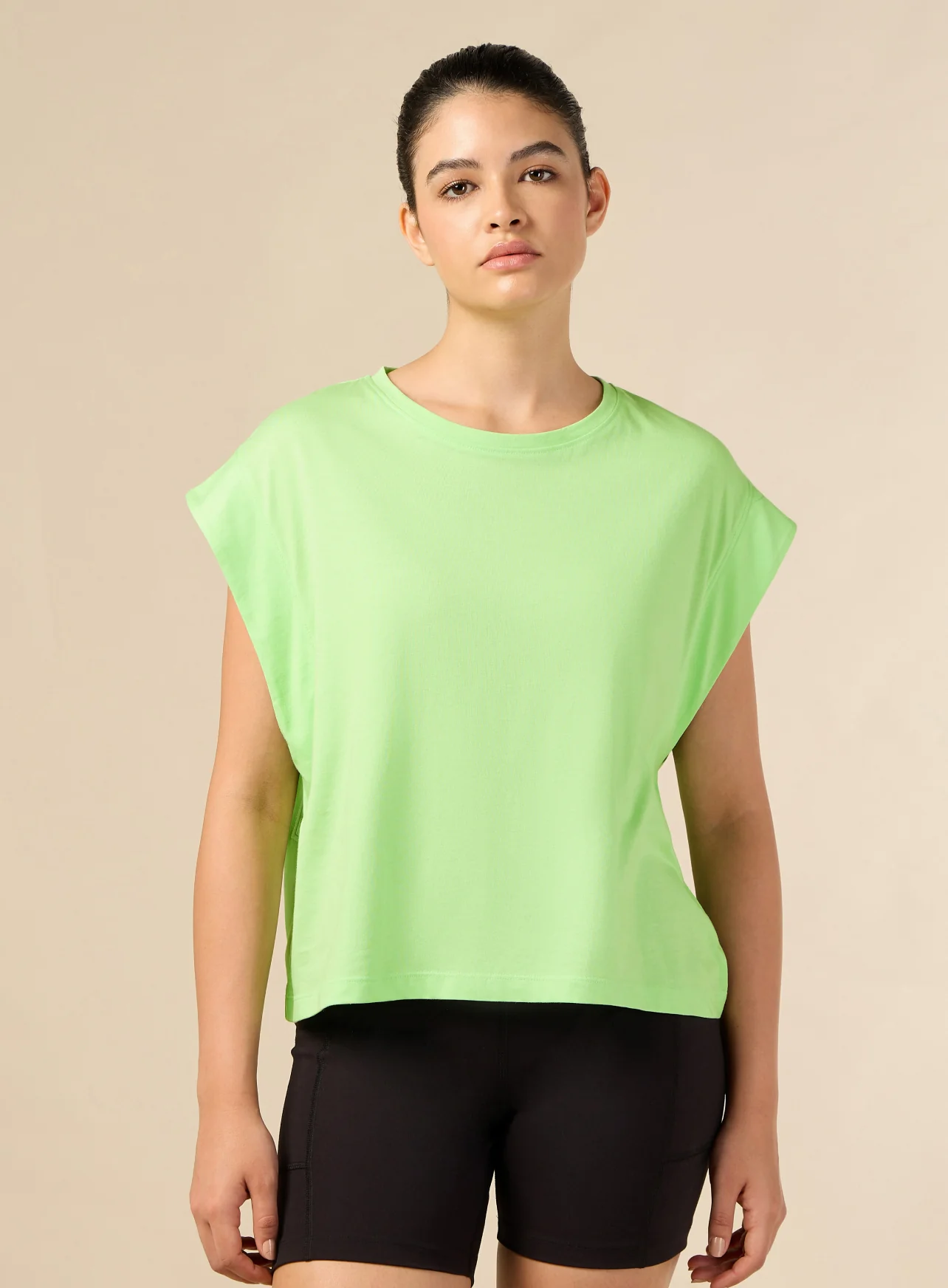 Women's Training Cotton Green Muscle Top - Image 4