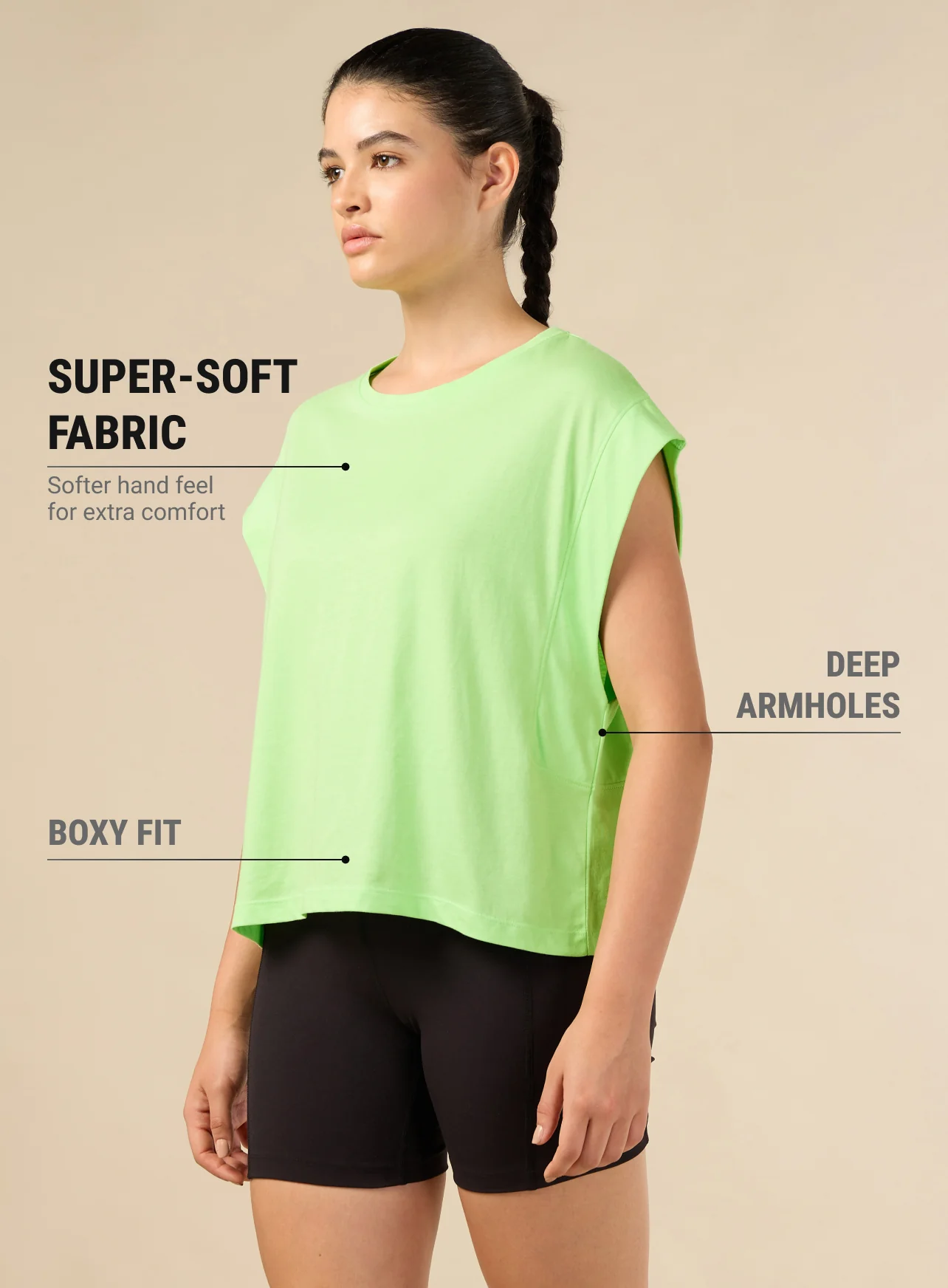 Women's Training Cotton Green Muscle Top - Image 5
