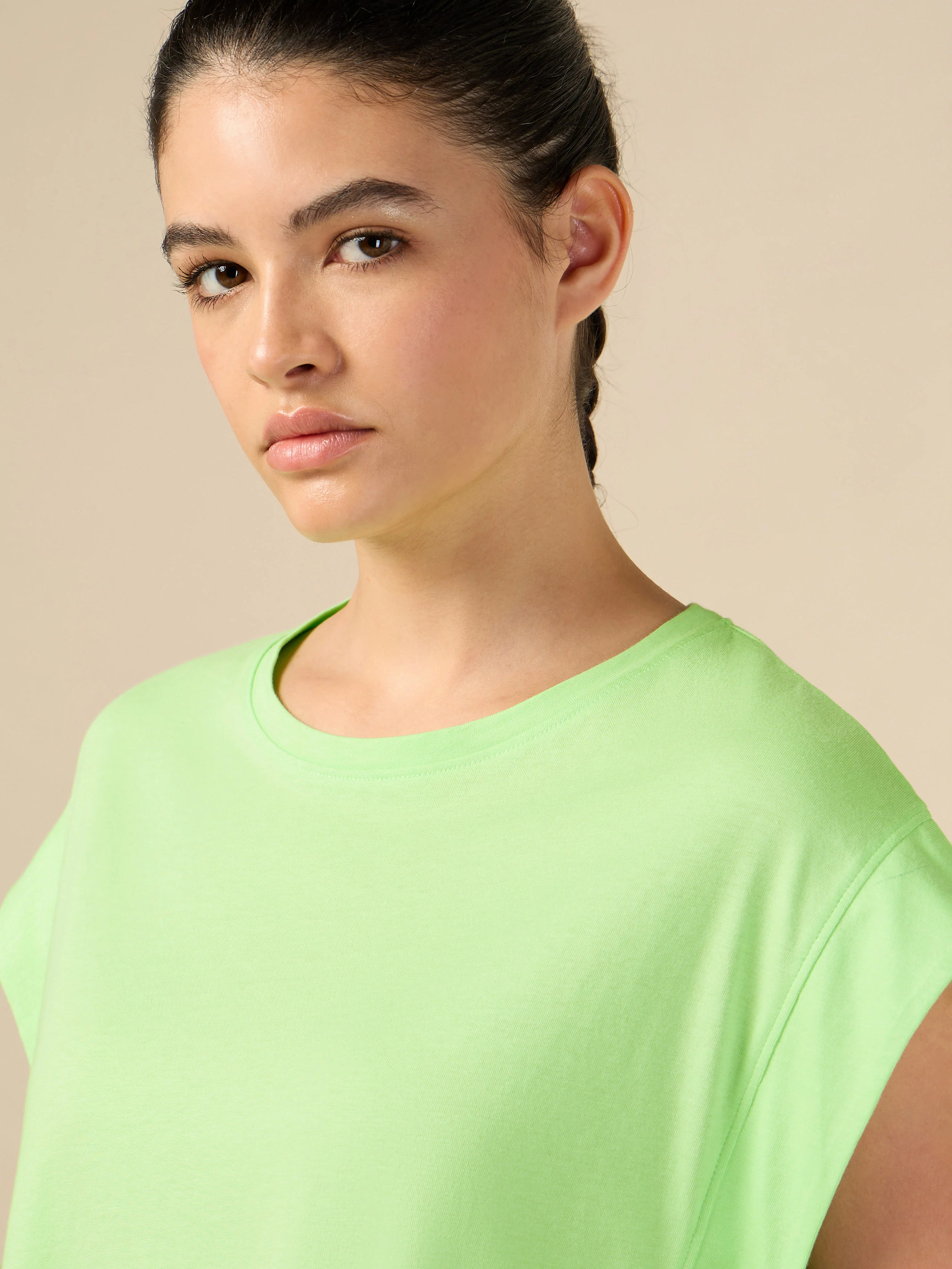 Women's Training Cotton Green Muscle Top - Image 7