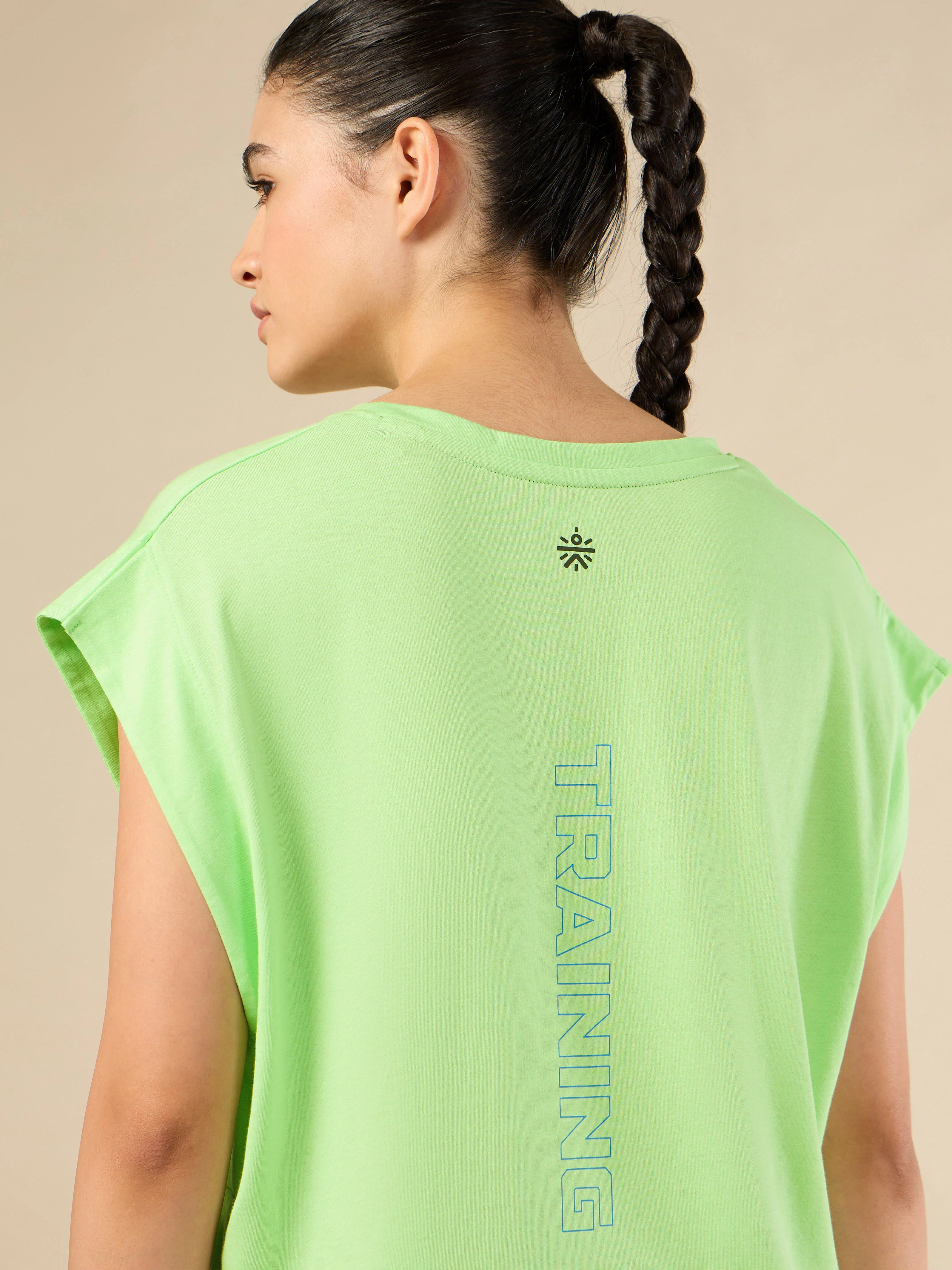 Women's Training Cotton Green Muscle Top - Image 9