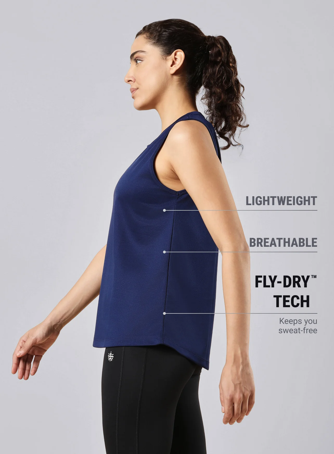 Women's All Day Active Navy Tank - Image 5