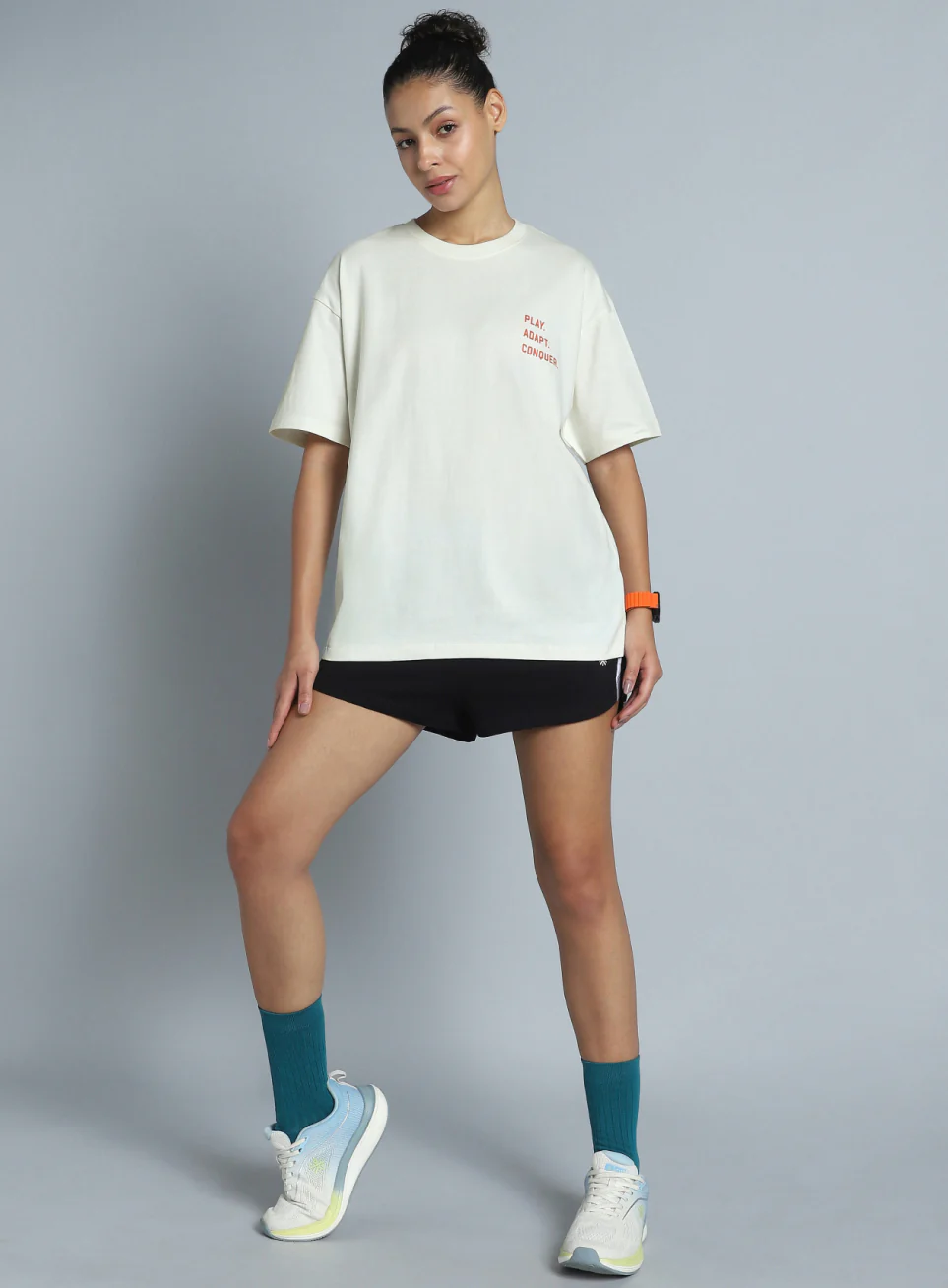 Women's White Back Print Oversized Fit T-shirt - Image 2