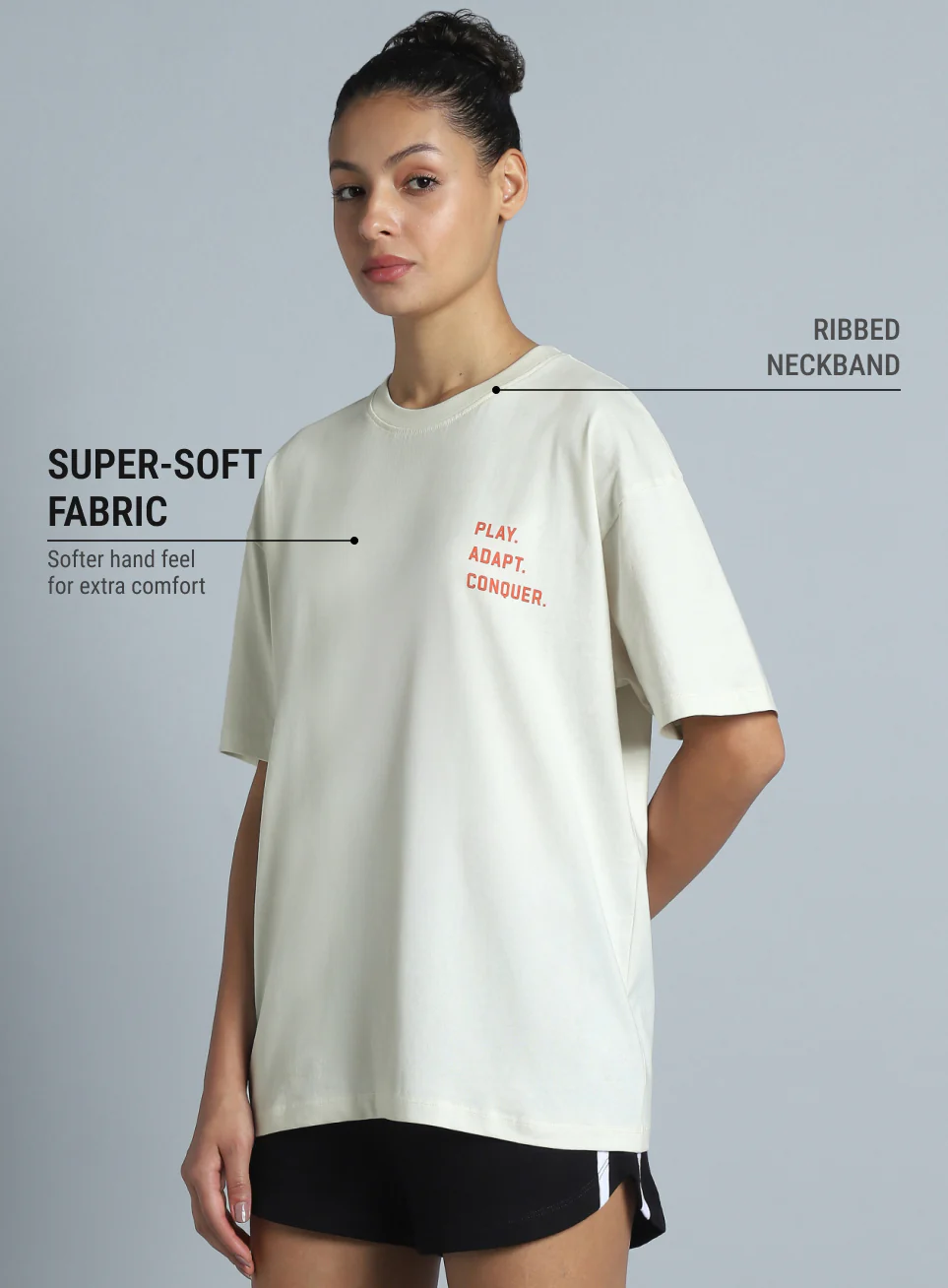 Women's White Back Print Oversized Fit T-shirt - Image 5