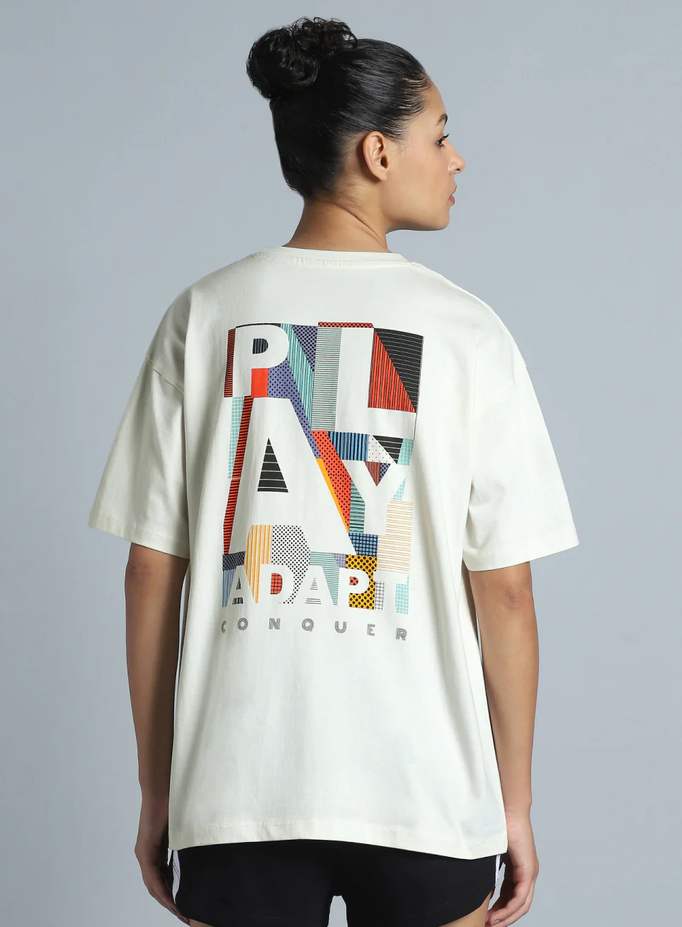 Women's White Back Print Oversized Fit T-shirt - Image 6
