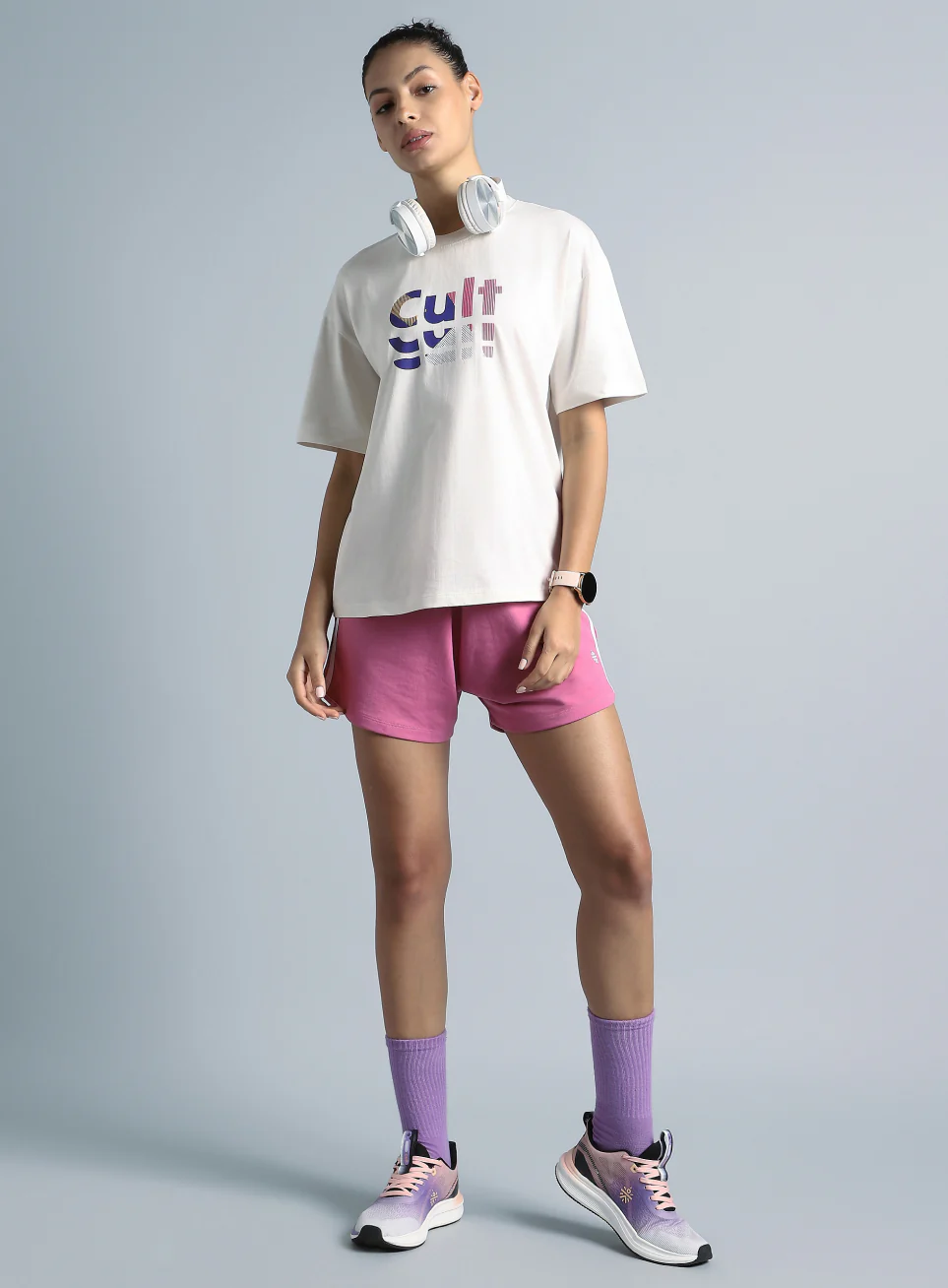 Women's White Back Print Relaxed Fit T-shirt - Image 2