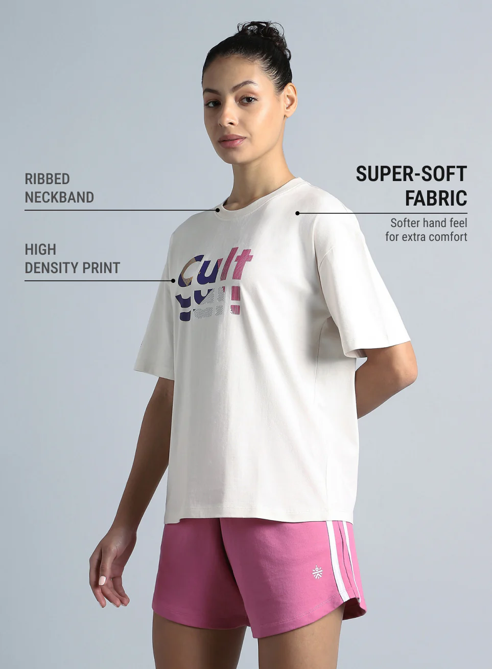 Women's White Back Print Relaxed Fit T-shirt - Image 4