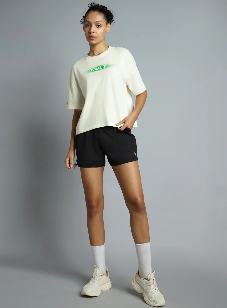 Women's White Branding Cropped T-shirt - Image 2