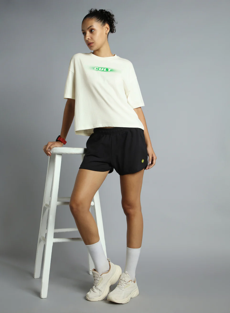 Women's White Branding Cropped T-shirt - Image 3