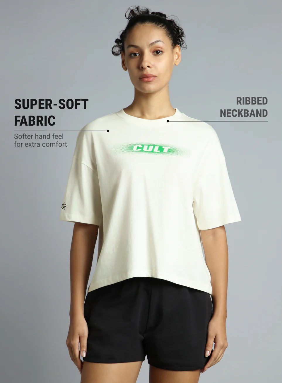 Women's White Branding Cropped T-shirt - Image 4