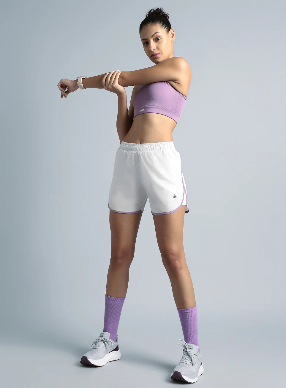 Women's White Pace Up Running Shorts - Image 2