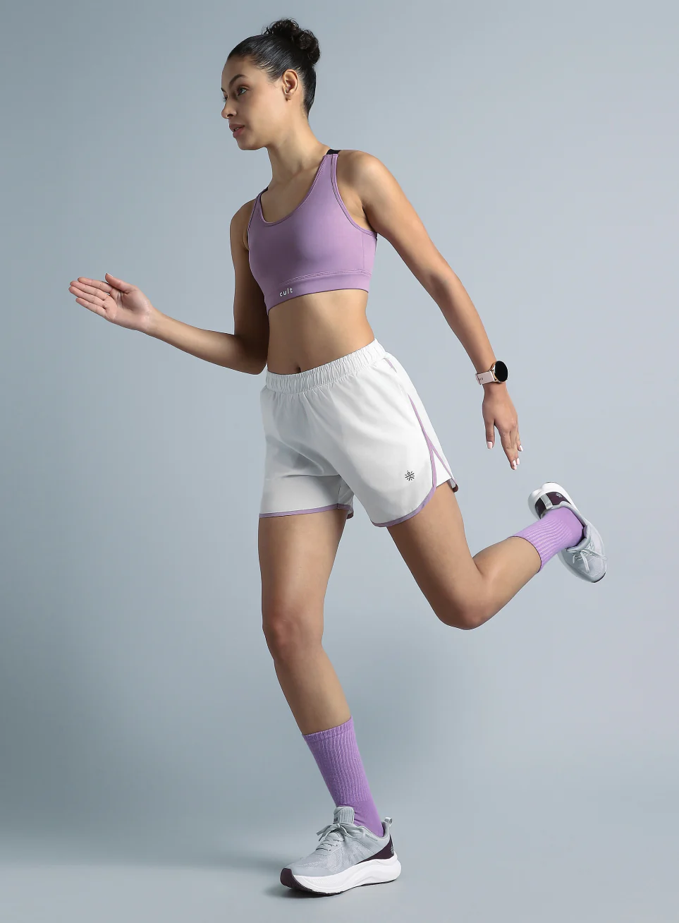 Women's White Pace Up Running Shorts - Image 3