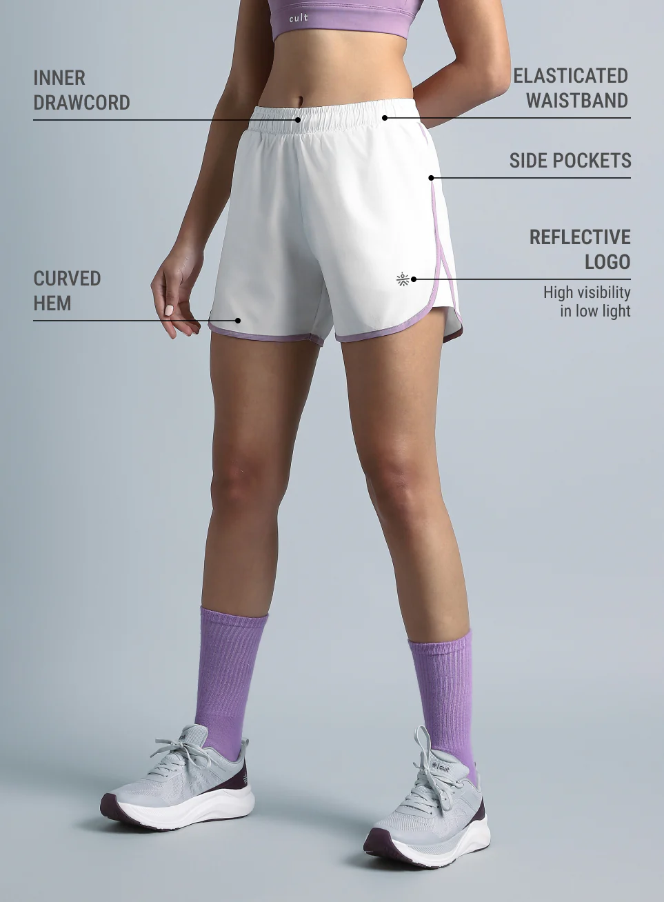 Women's White Pace Up Running Shorts - Image 5