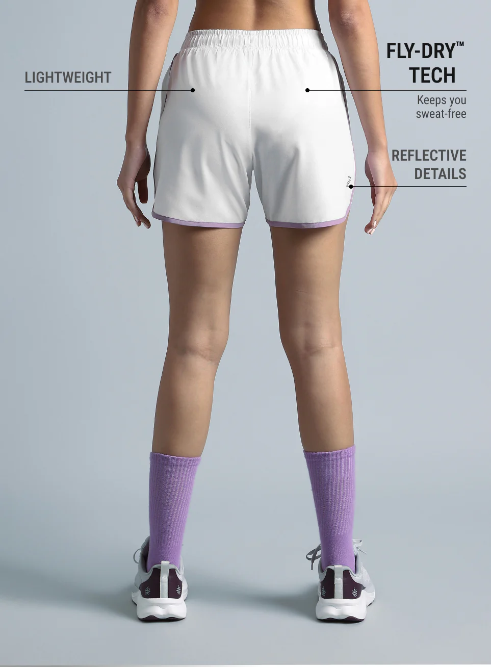 Women's White Pace Up Running Shorts - Image 6