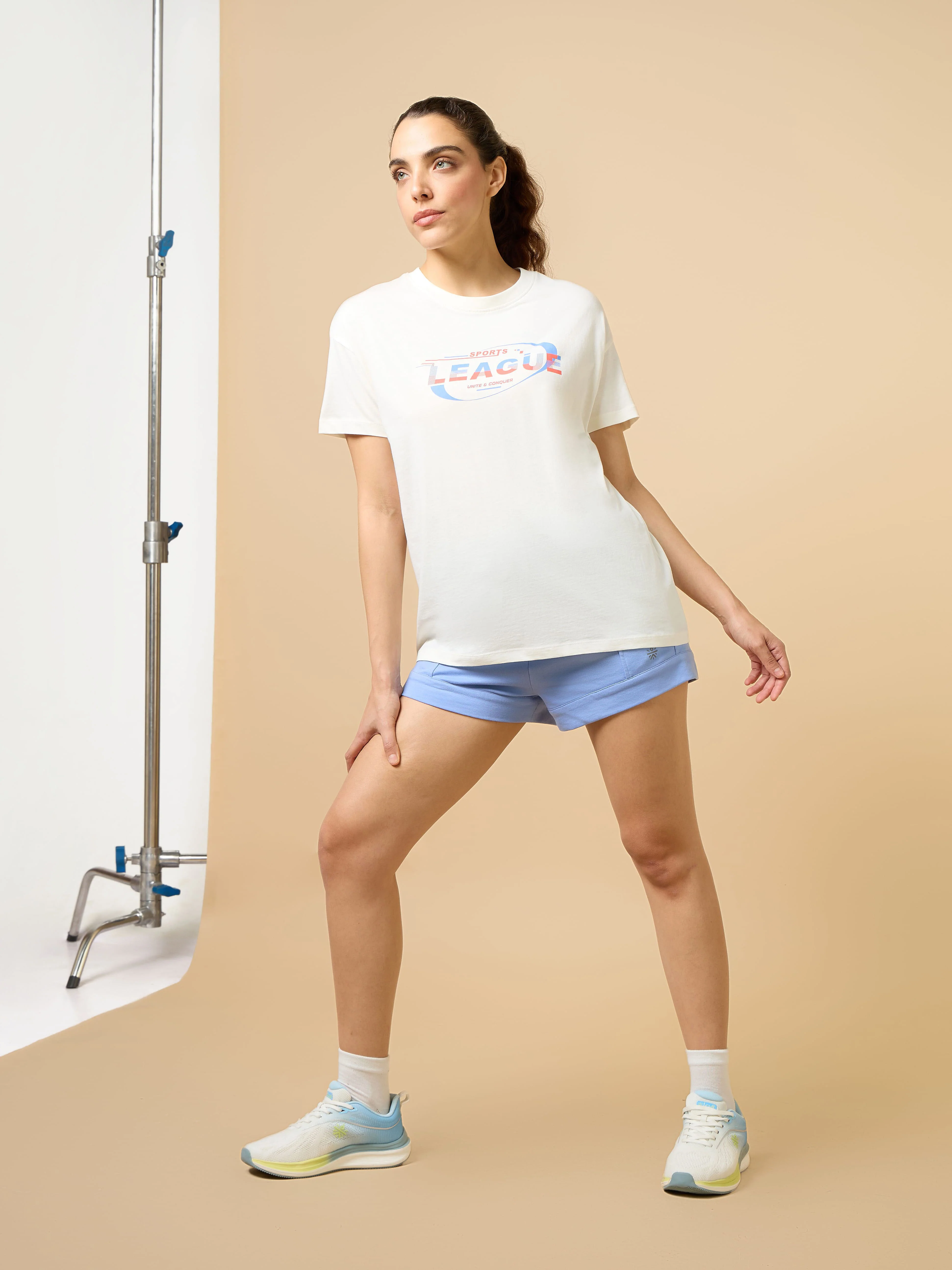 Women's Off white Sports League Relxed Graphic T-shirt - Image 3