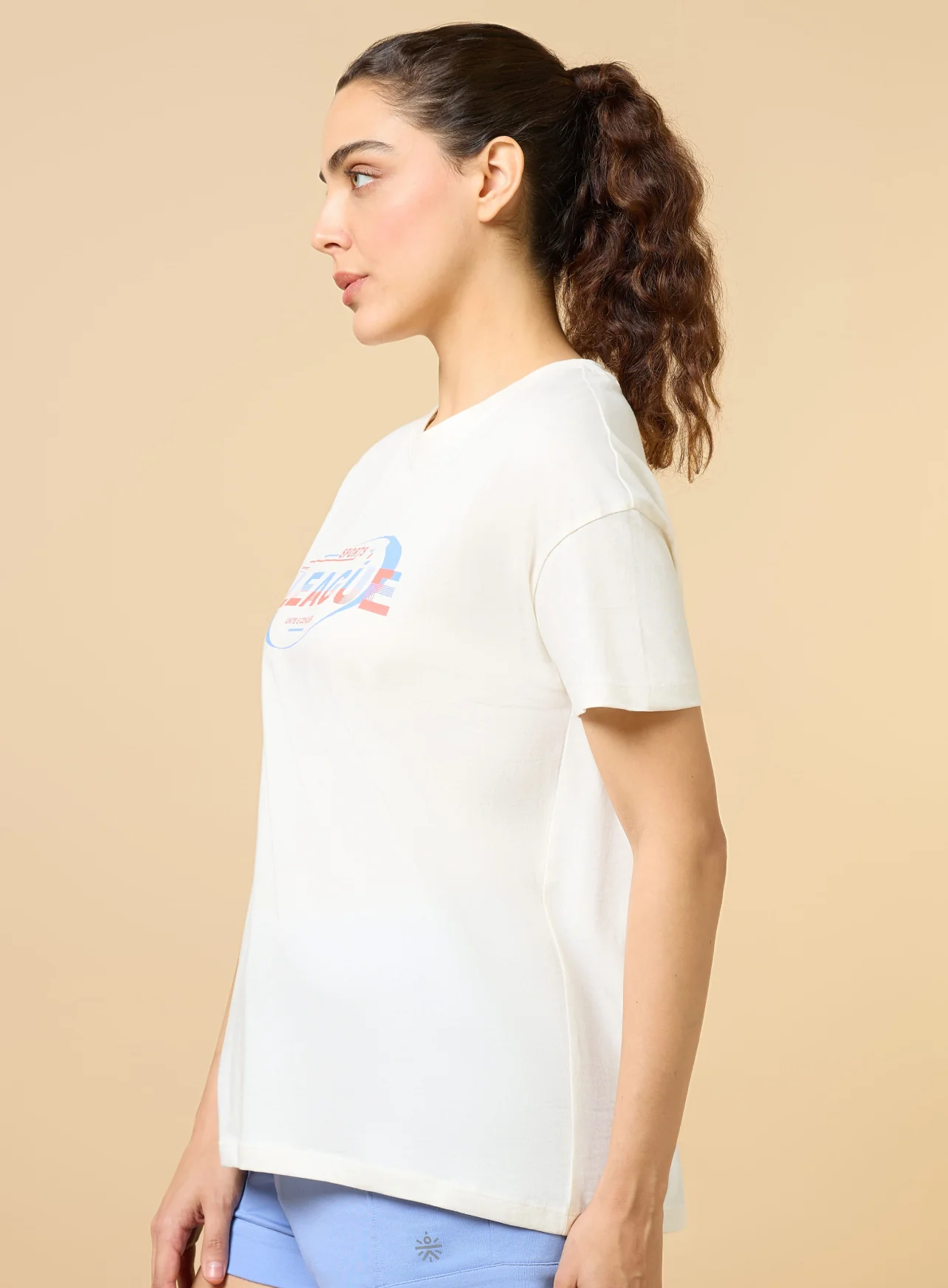 Women's Off white Sports League Relxed Graphic T-shirt - Image 5