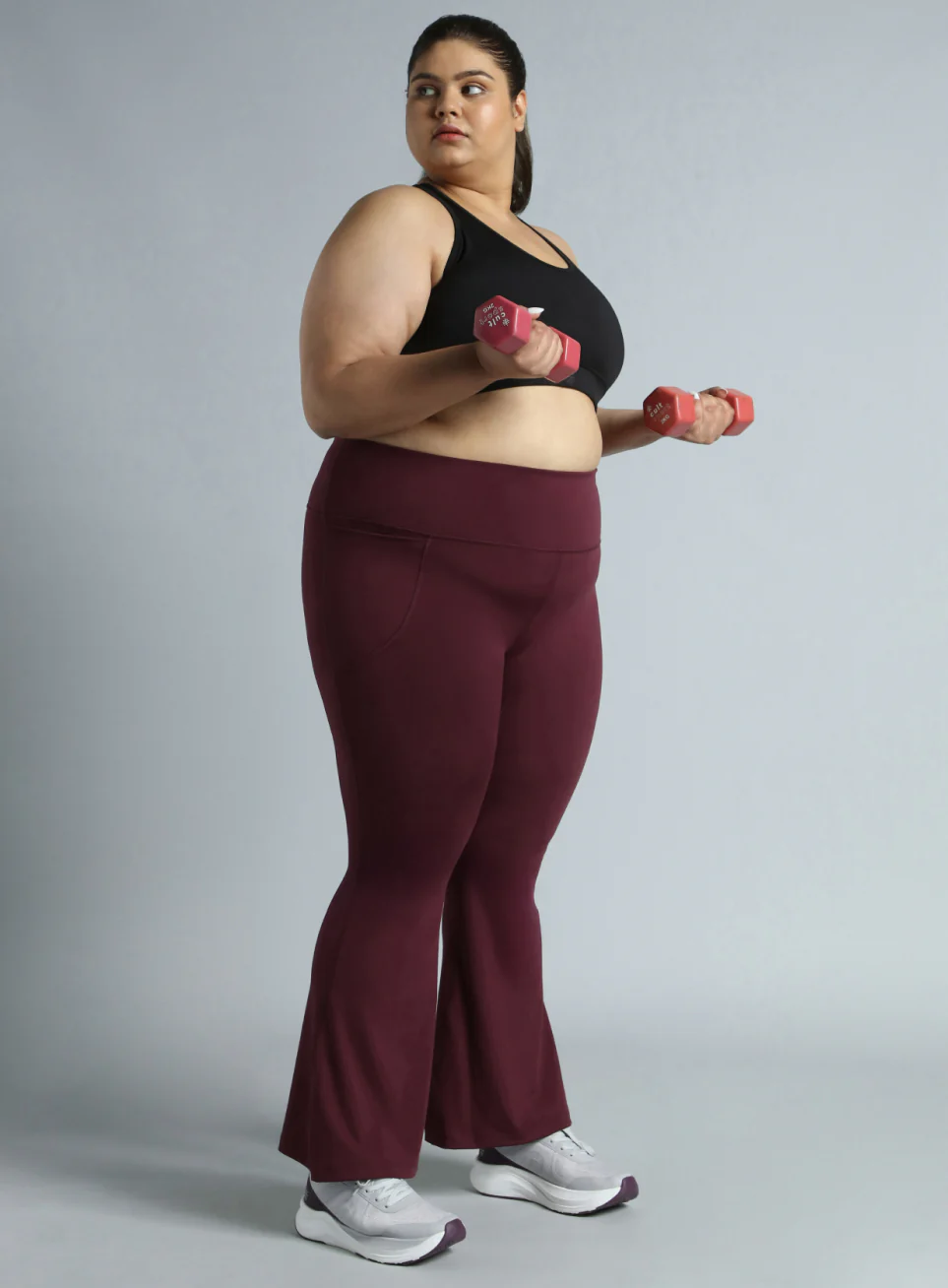 Women's Wine All format Training Plus Size Flared Pants - Image 2