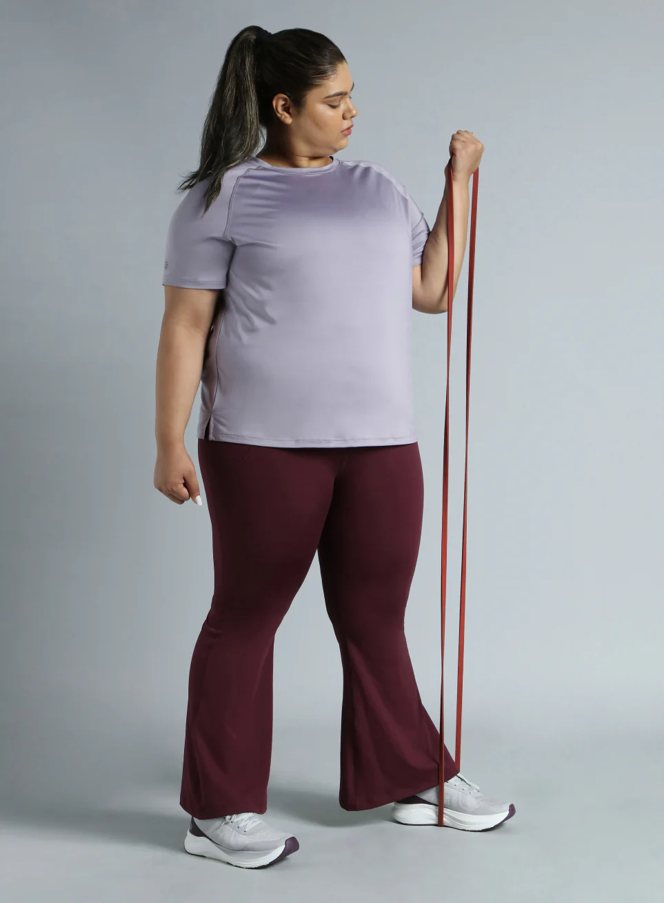 Women's Wine All format Training Plus Size Flared Pants - Image 3